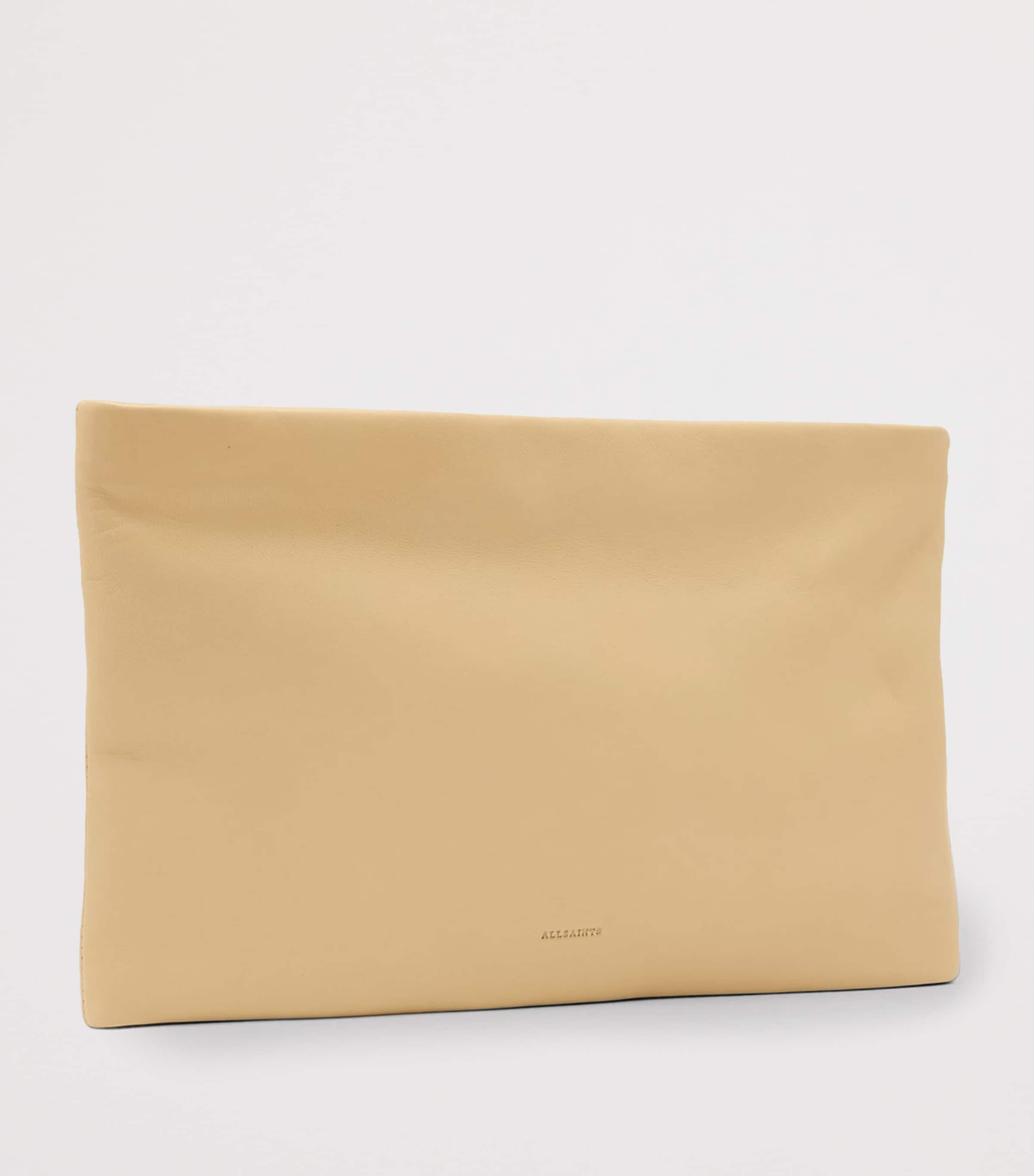 AllSaints Leather Bettina Clutch Bag Mellow Yellow Image 3