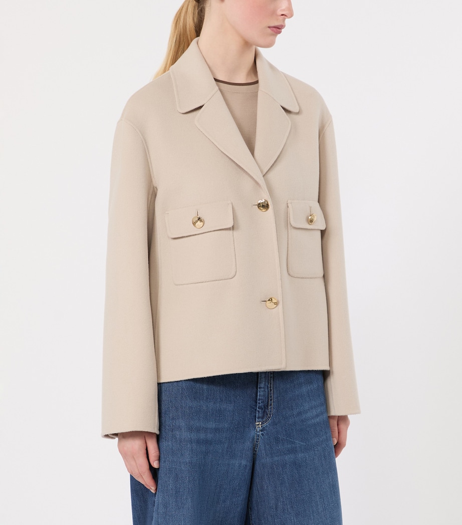 Max Mara Womens Virgin Wool Short Jacket Beige Image 3
