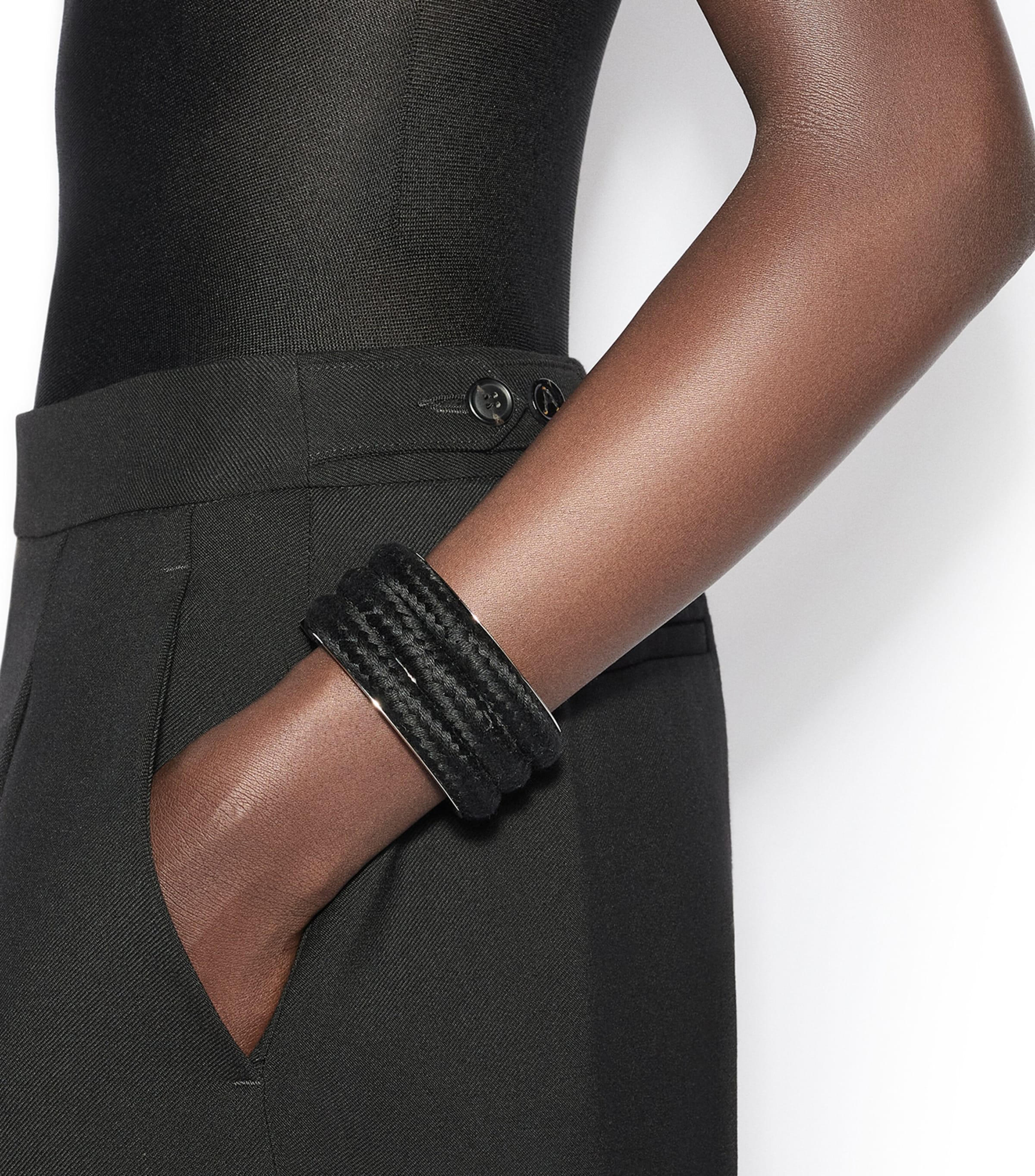 Alaïa Braided Cuff Bracelet Noir Image 2