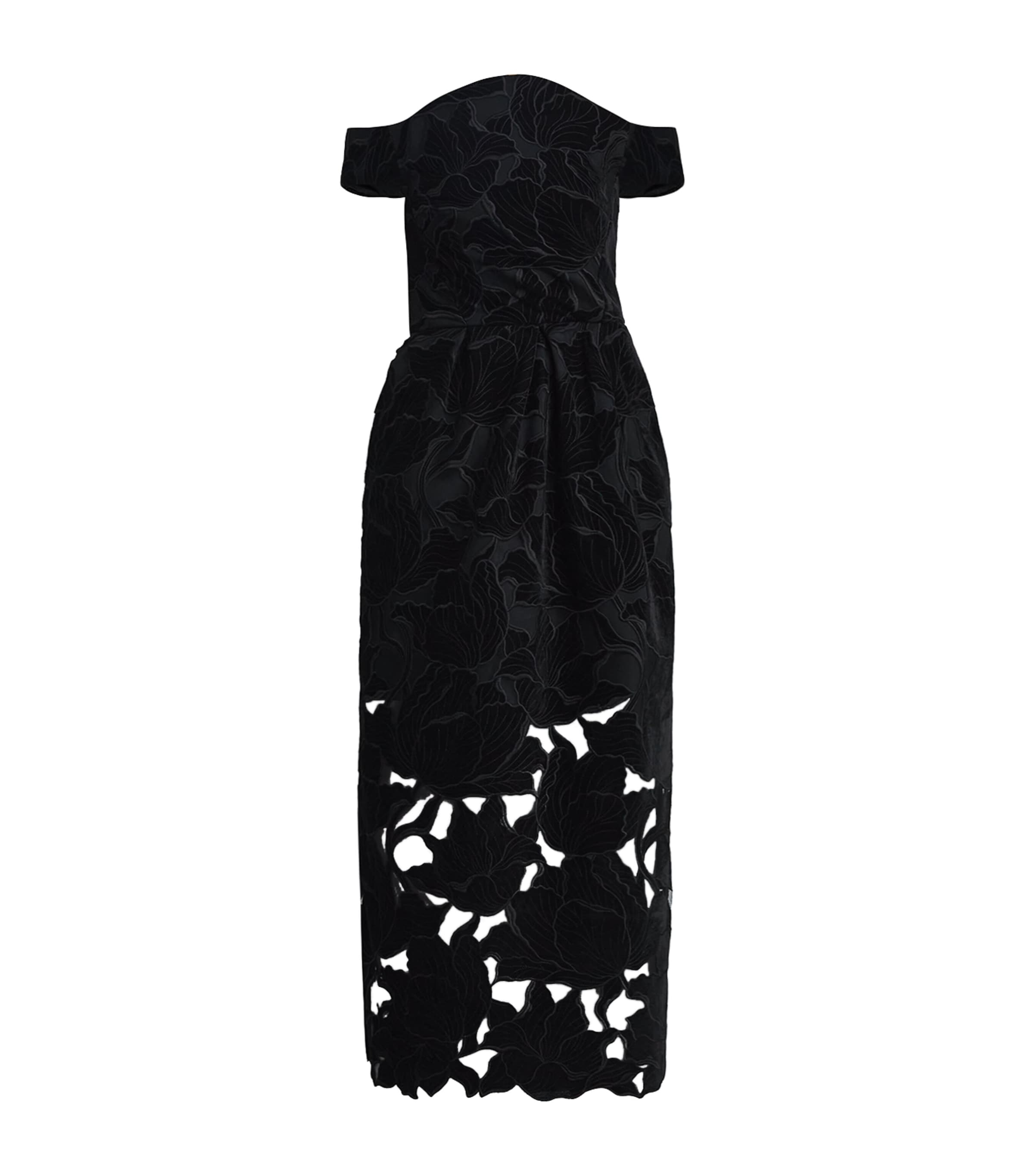 Erdem Womens Velvet Off-The-Shoulder Cocktail Dress Black Image 1