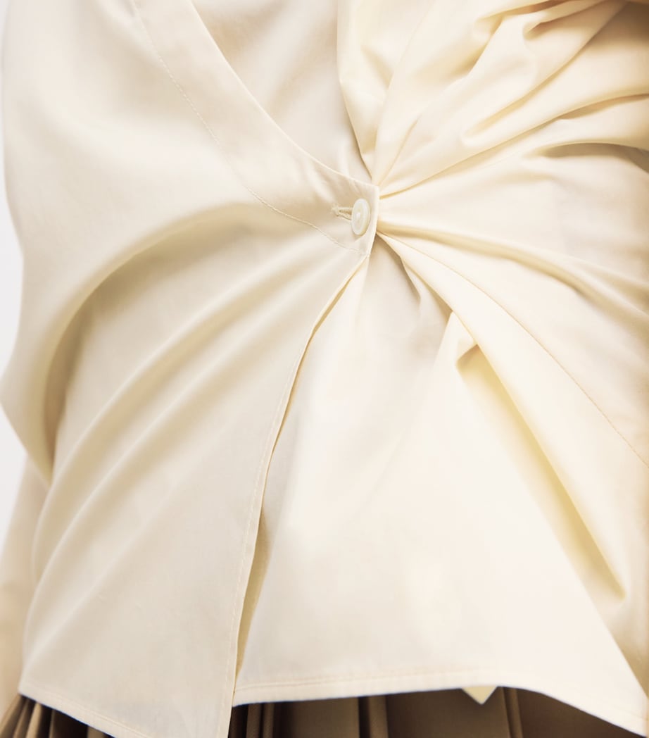 Lemaire Womens Straight-Collar Twisted Shirt Cream Image 6