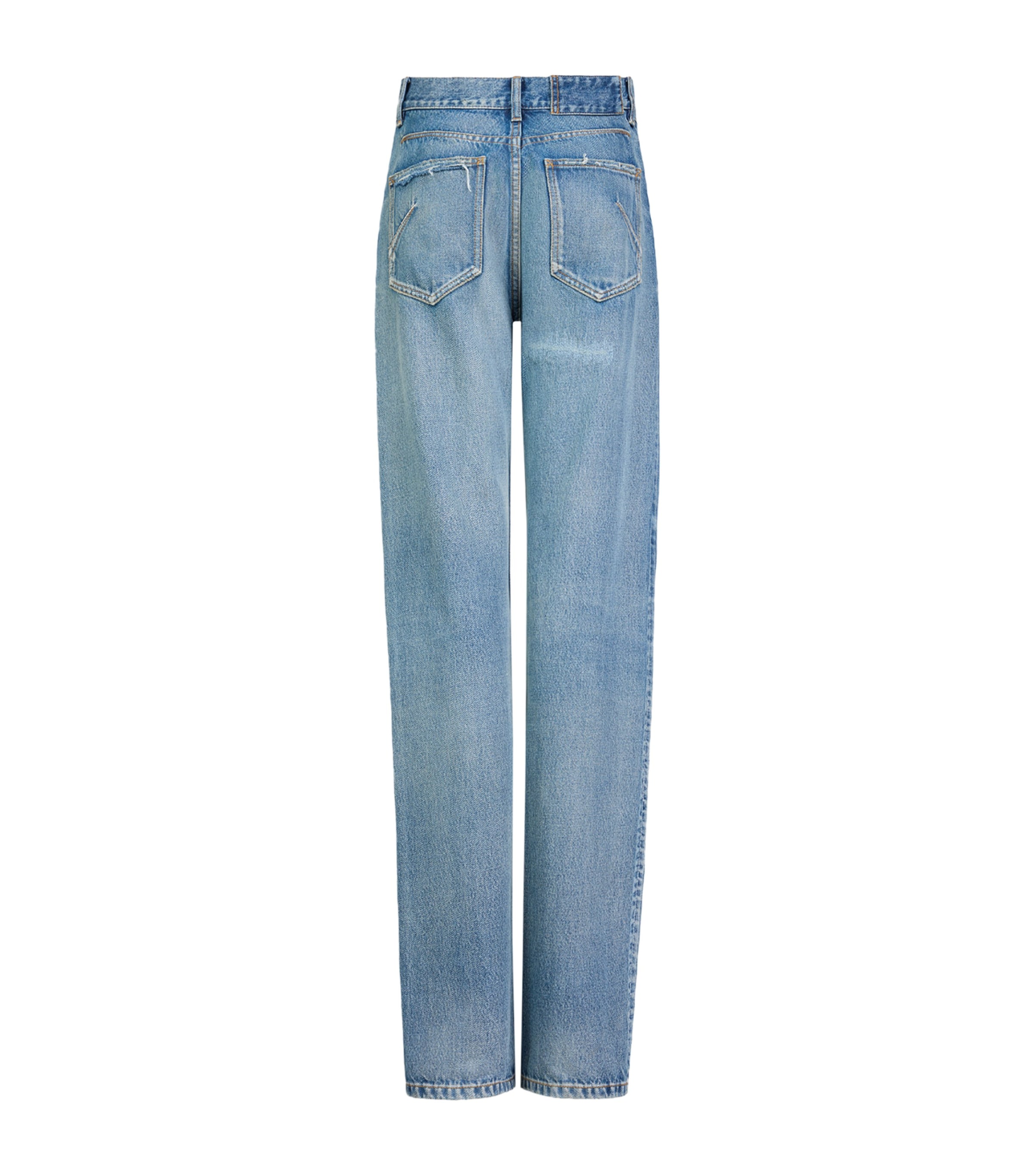Alaïa Womens Distressed Mid-Rise Straight Jeans Dirty Wash Image 2