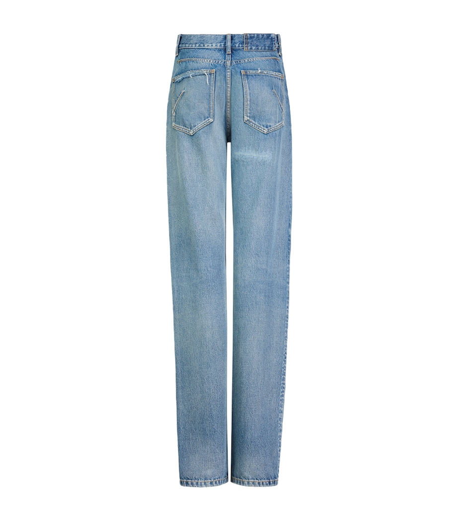 Alaïa Womens Distressed Mid-Rise Straight Jeans Dirty Wash Image 2