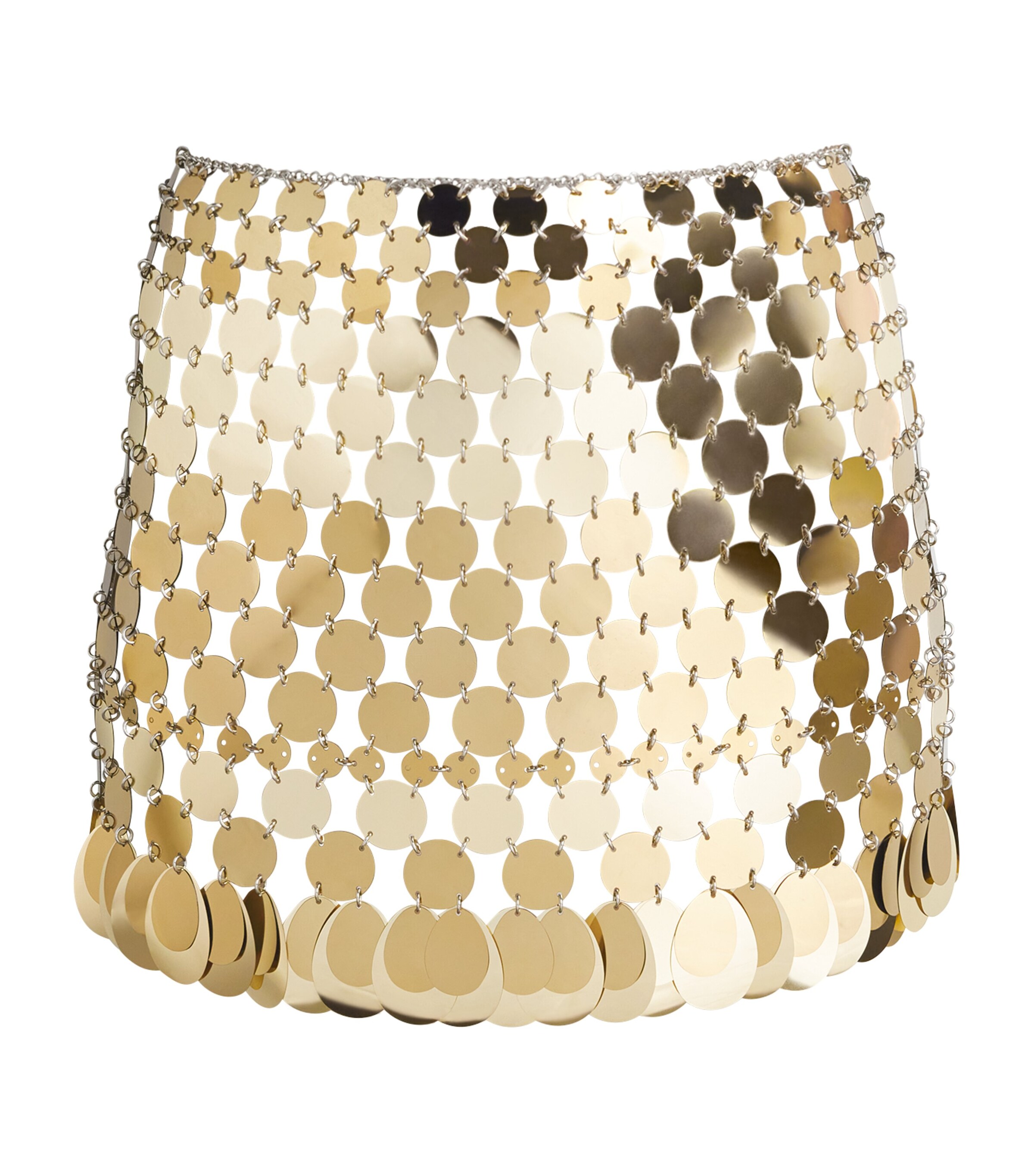 Rabanne Womens Chain-Link Mini Skirt Antic Gold Image 1
