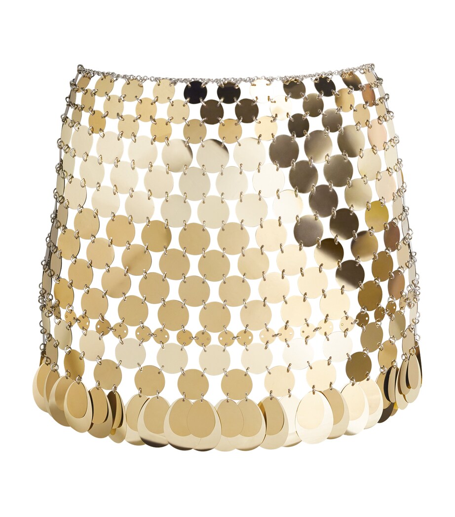 Rabanne Womens Chain-Link Mini Skirt Antic Gold Image 1