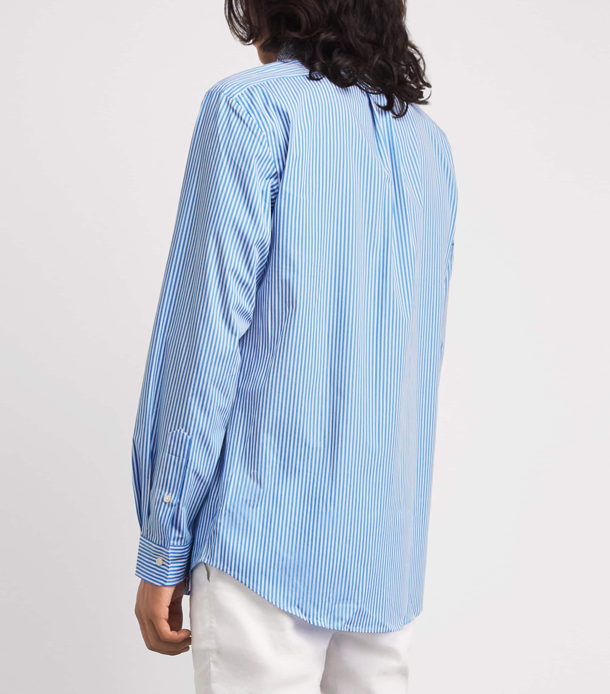 Polo Ralph Lauren Mens Stretch-Cotton Poplin Stripe Shirt Light Blue/wht Image 5
