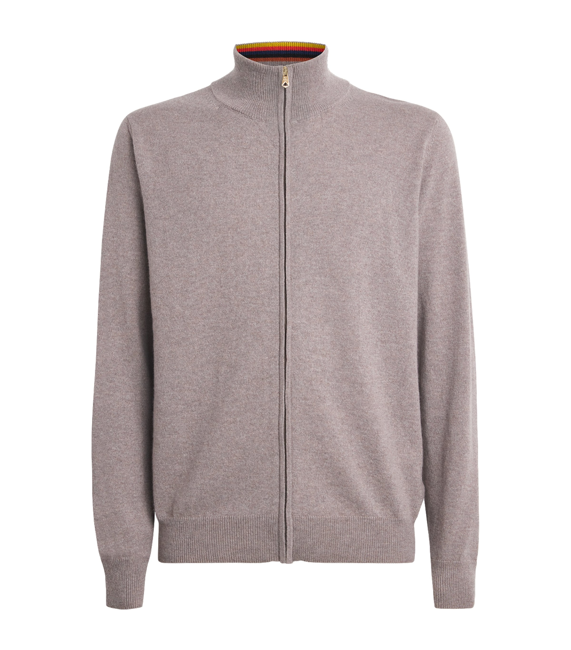 Paul Smith Cashmere Zip-up Cardigan In Brown