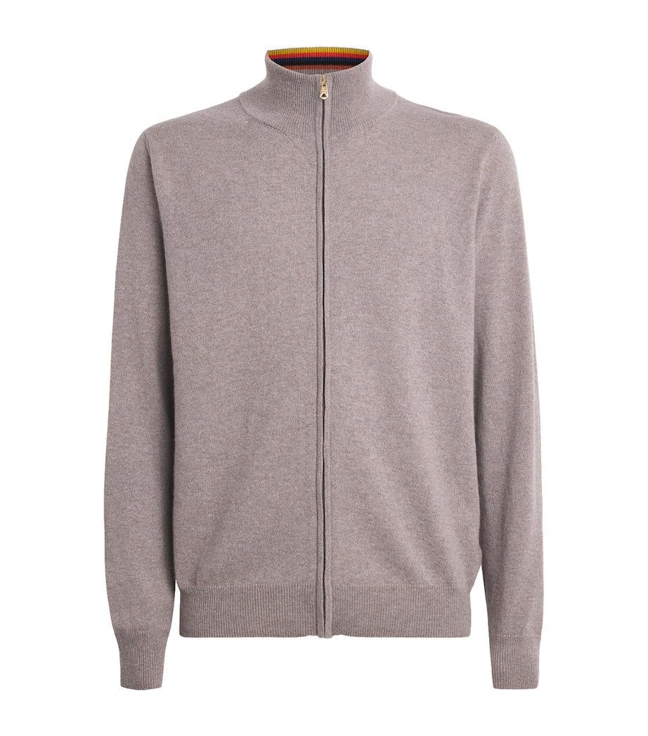 Cashmere Zip-Up Cardigan 73_TAUPE Image 1