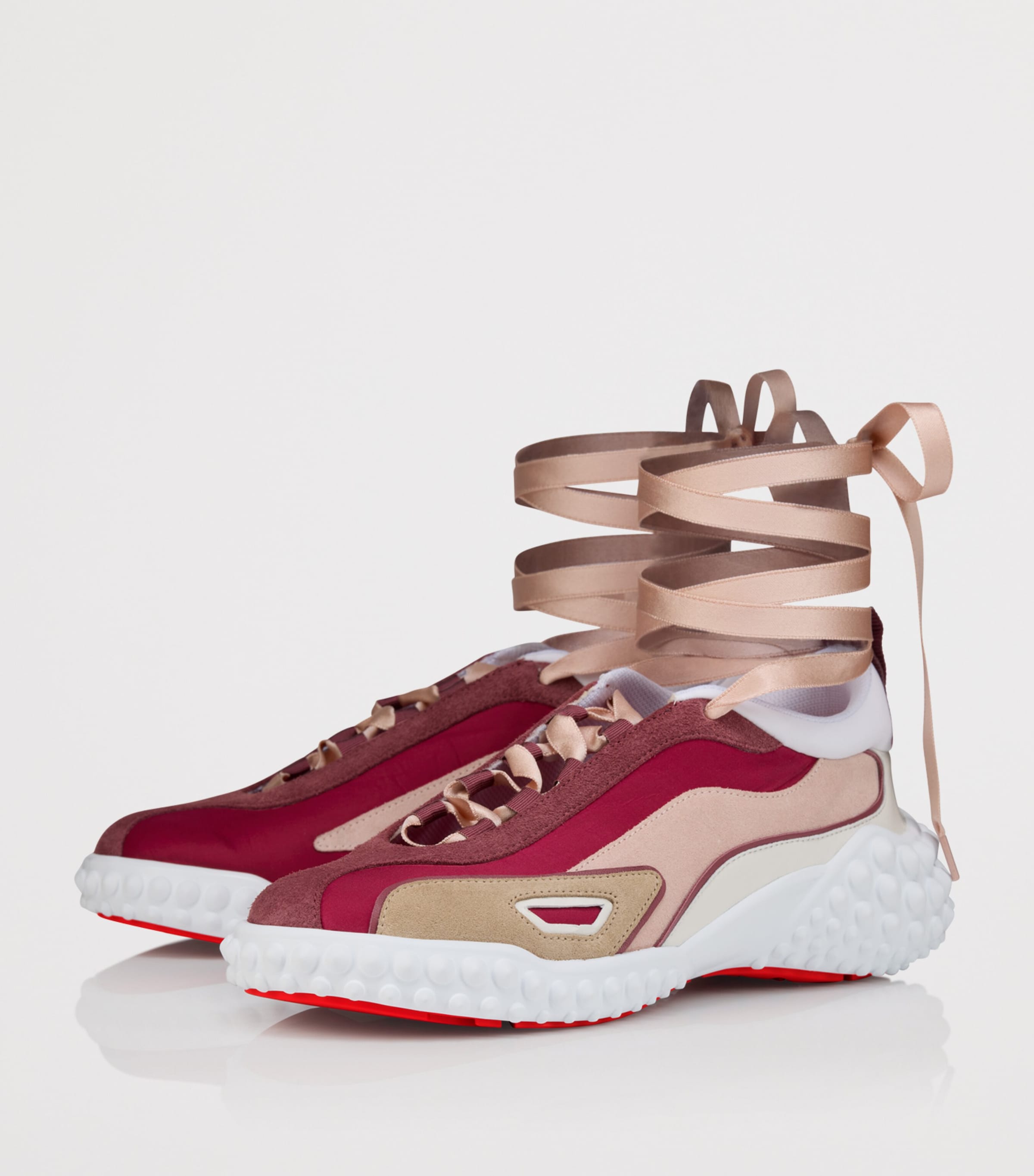 Christian Louboutin Mara Suede-Trim Lace-Up Sneakers Image 3