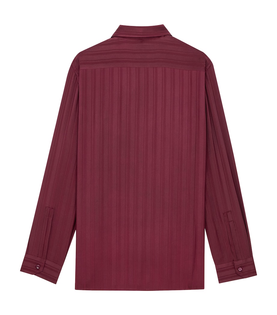Saint Laurent Womens Silk Striped Pussybow Blouse Image 4