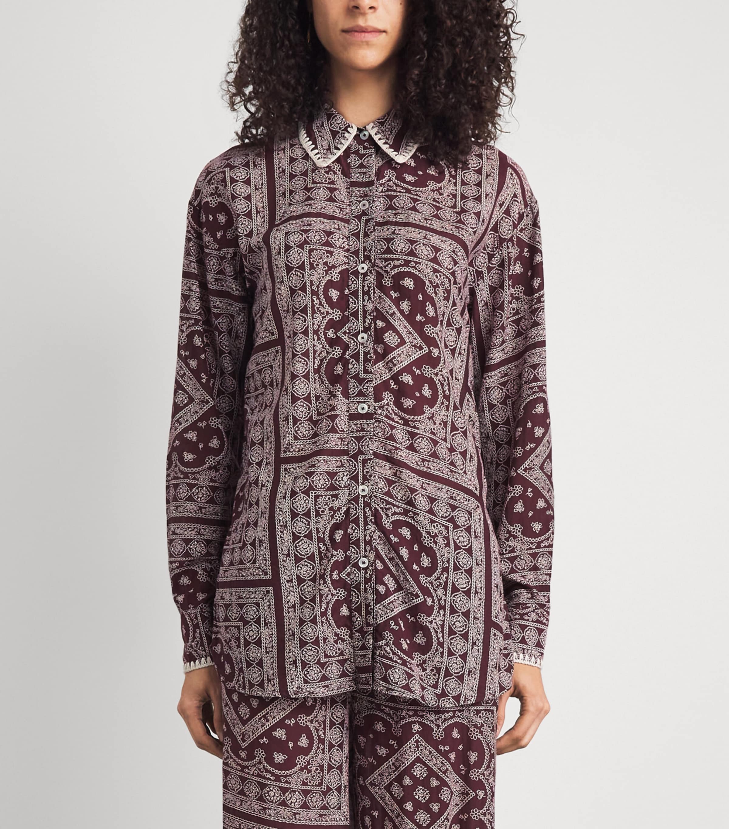 Veronica Beard Womens Paisley Print Lloyd Shirt Raisin/dove Image 4