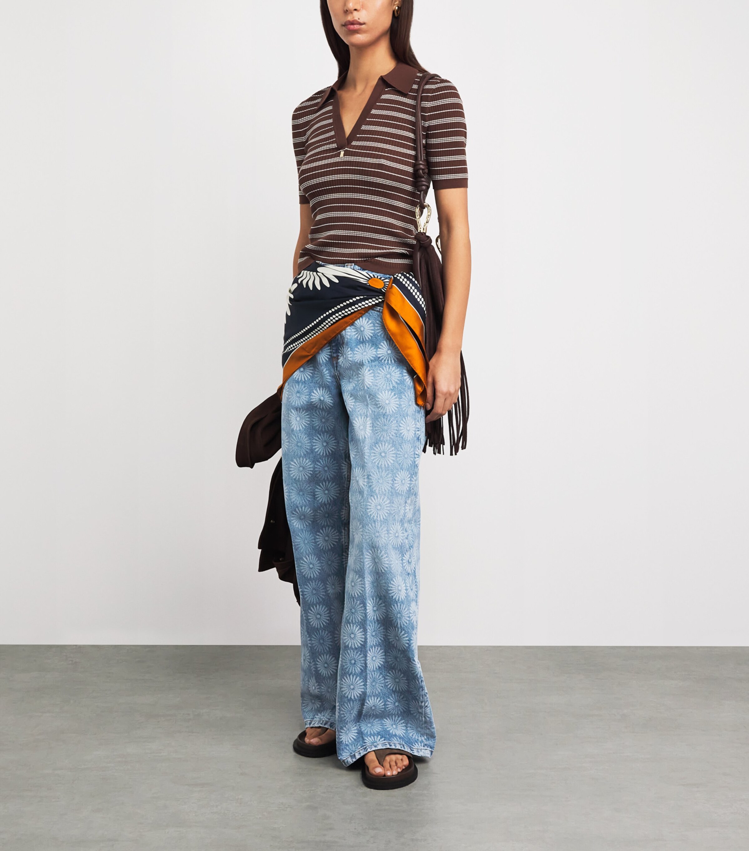 Sandro Paris Womens Floral Wide-Leg Jeans Blue Jean Image 2
