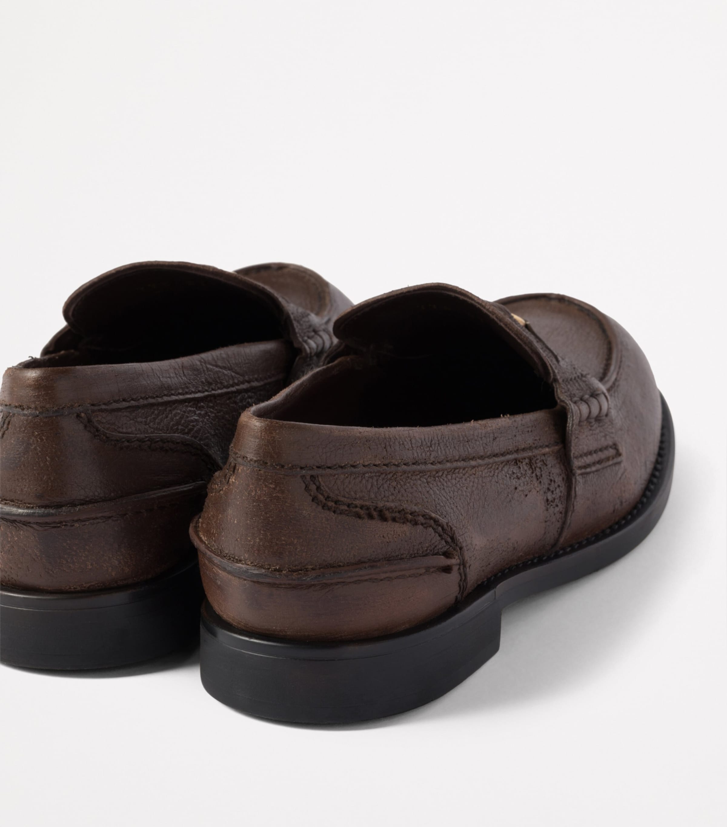 Miu Miu Leather Distressed Penny Loafers Image 3