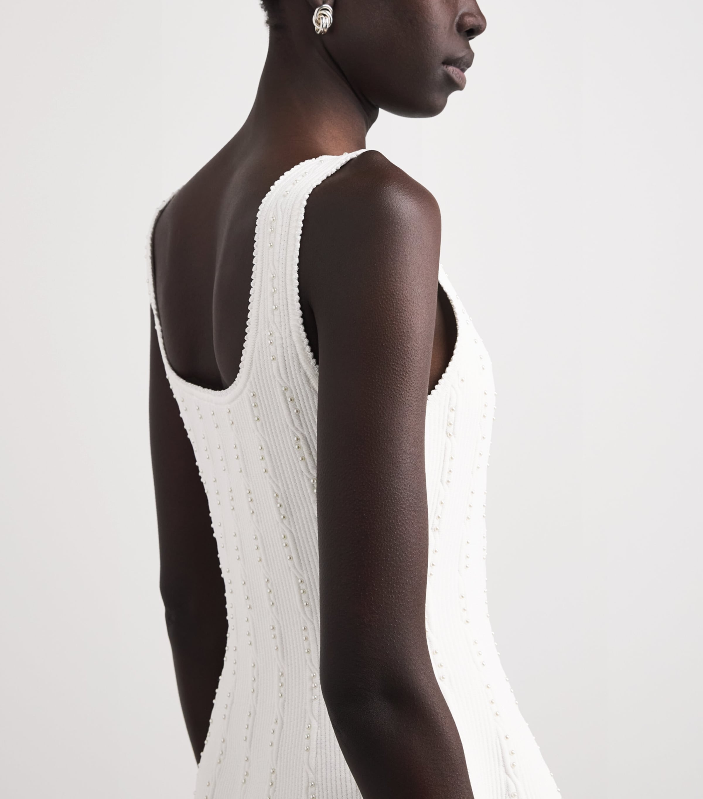 Sandro Paris Beige Beaded Knit Mini Dress | Harrods US