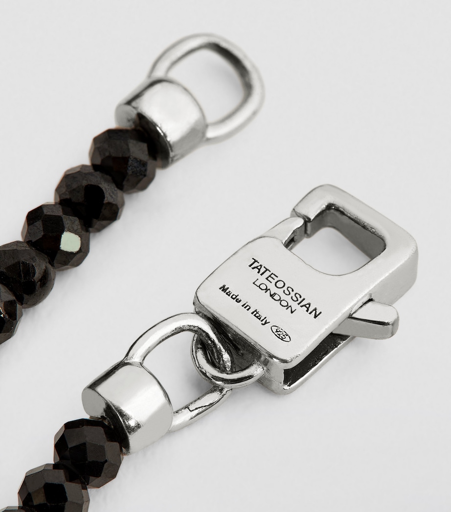 Rhodium-Plated Silver and Black Spinel Nodo Bracelet SILVER/ BLACK Image 6