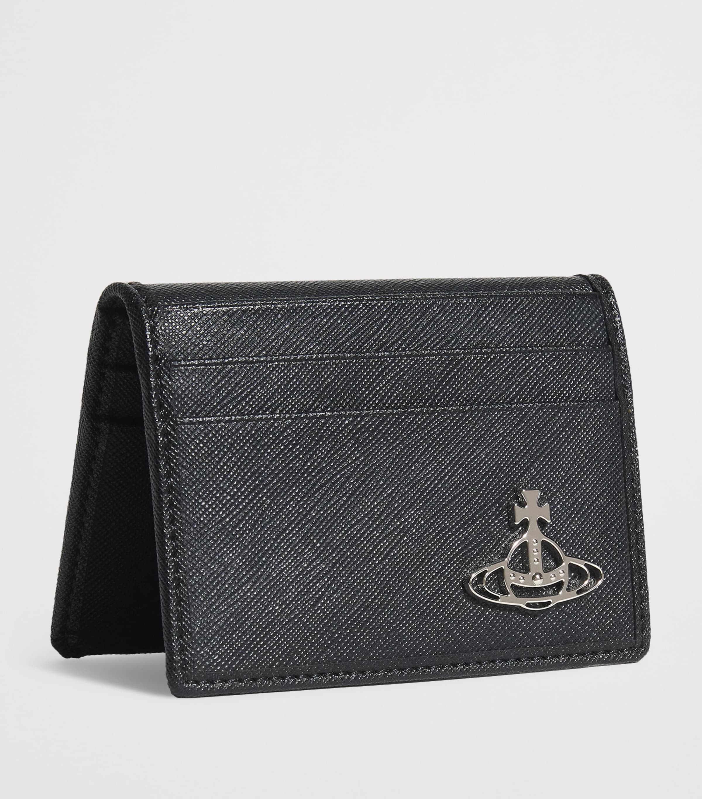 【VIVIENNE WESTWOOD】Women's Saffiano Flap Card Holder Slim Flap Card Holder in BLACK | Vivienne Westwood®