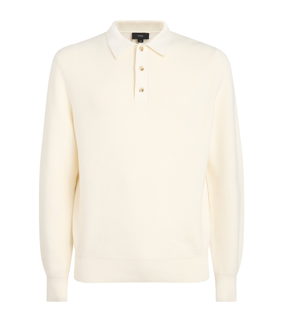 Vince Mens Cotton-Cashmere Heirloom Shaker Polo Sweater Bone Image 1