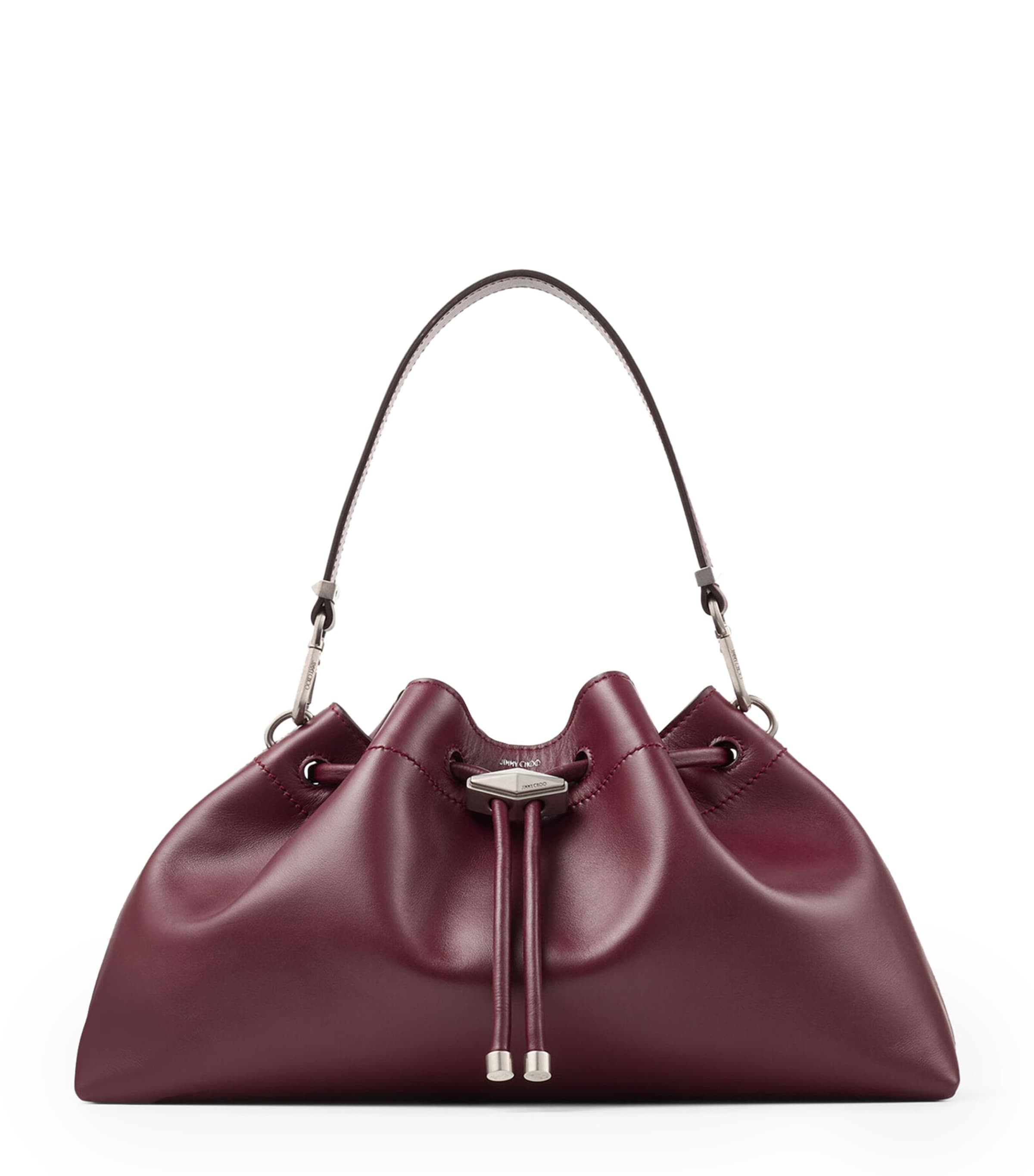 Jimmy Choo Diamond Drawstring Leather Shoulder Bag In Red