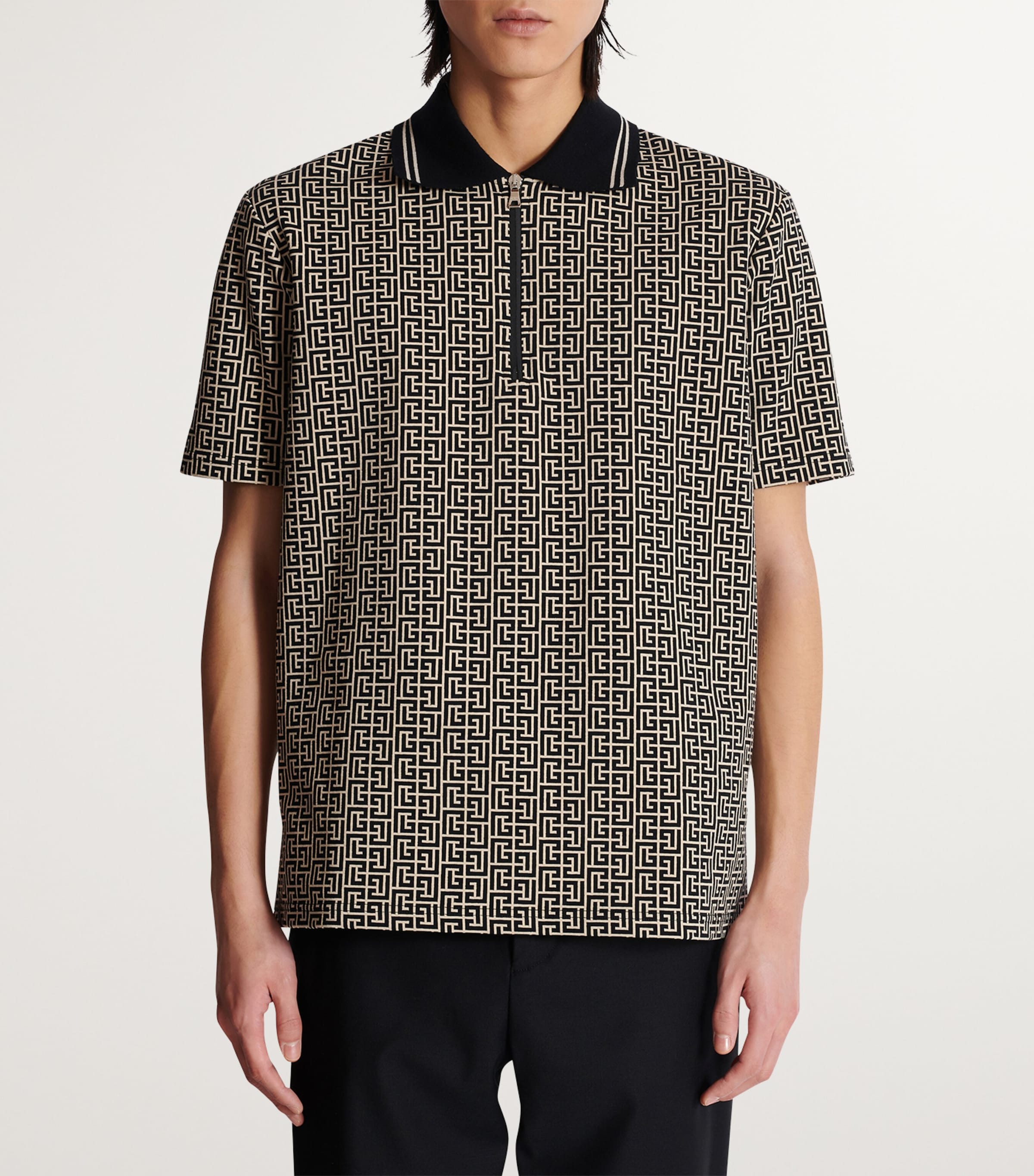 Virgin Wool PB Labyrinth Polo Shirt GFE IVOIRE/NOIR Image 4