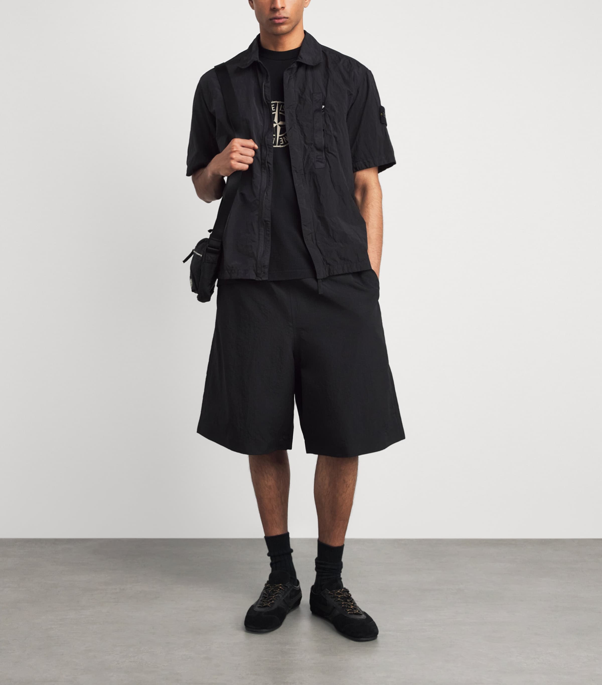 Stone Island Mens Nylon Zip-Up T-Shirt Image 2