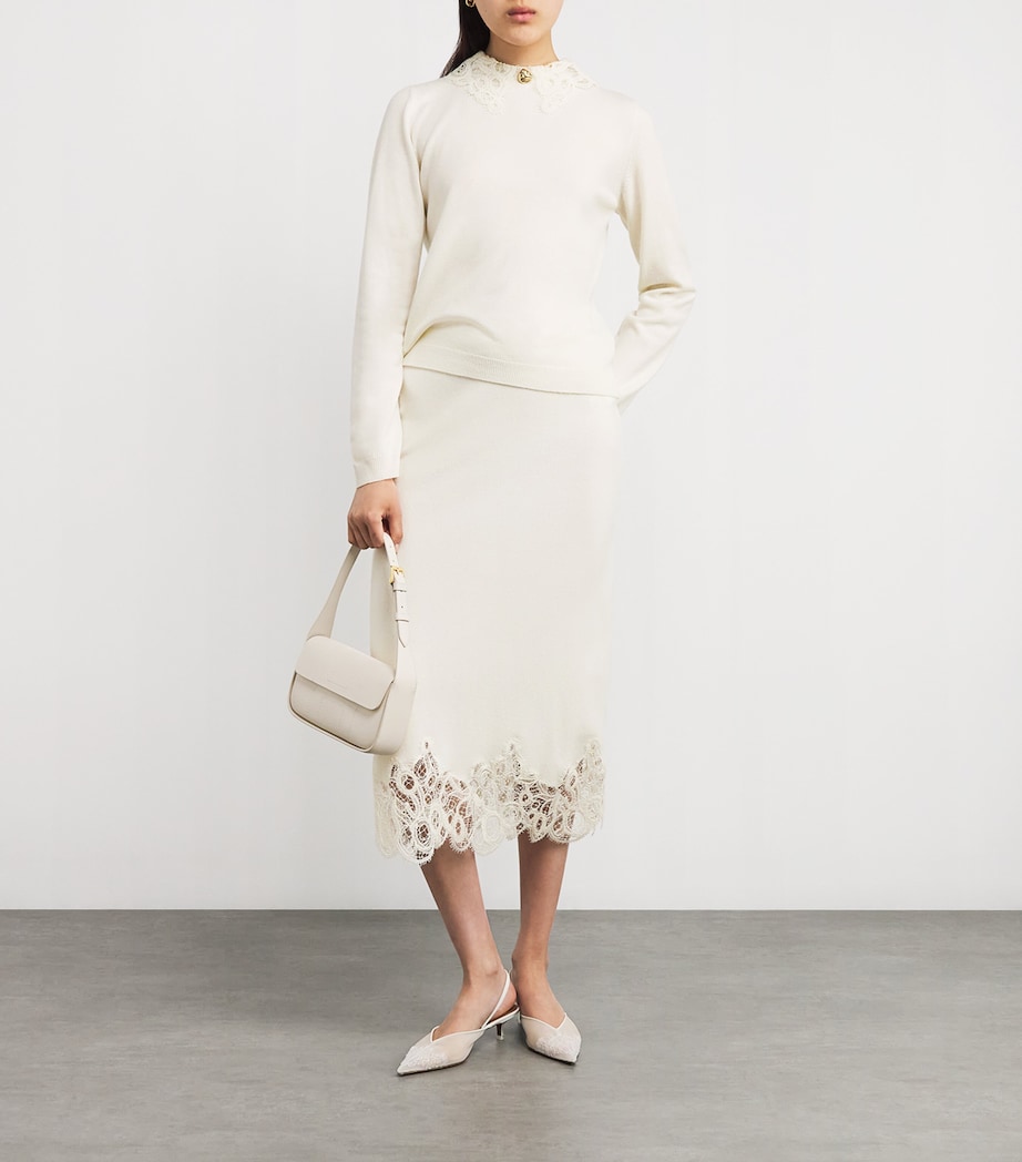 Wool-Silk-Cashmere Lace-Trim Sweater 25 RAFIA Image 2