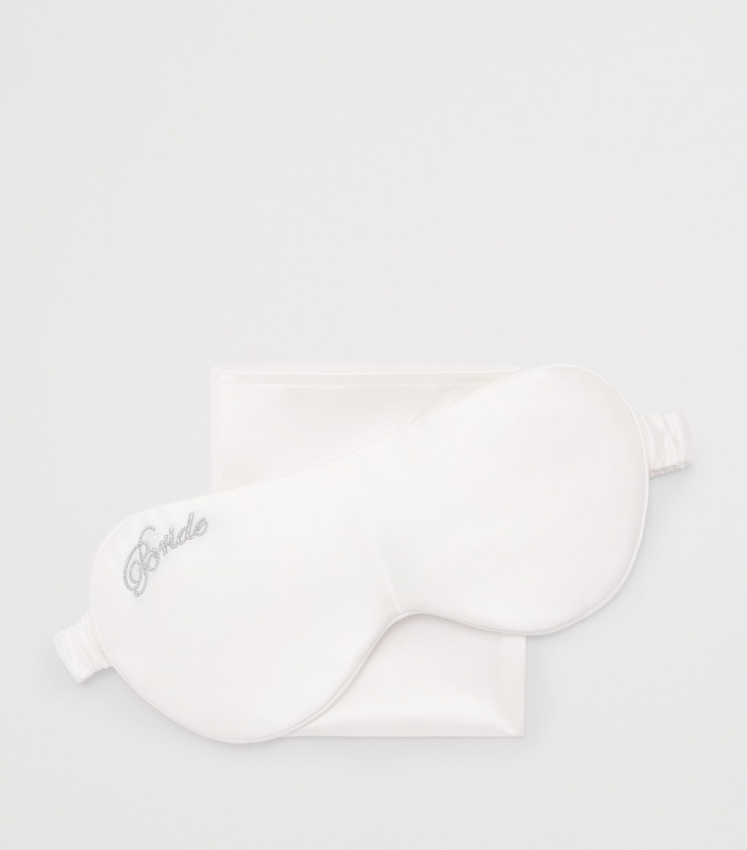 MANITO Womens Mulberry Silk Bride Sleep Mask White Image 3