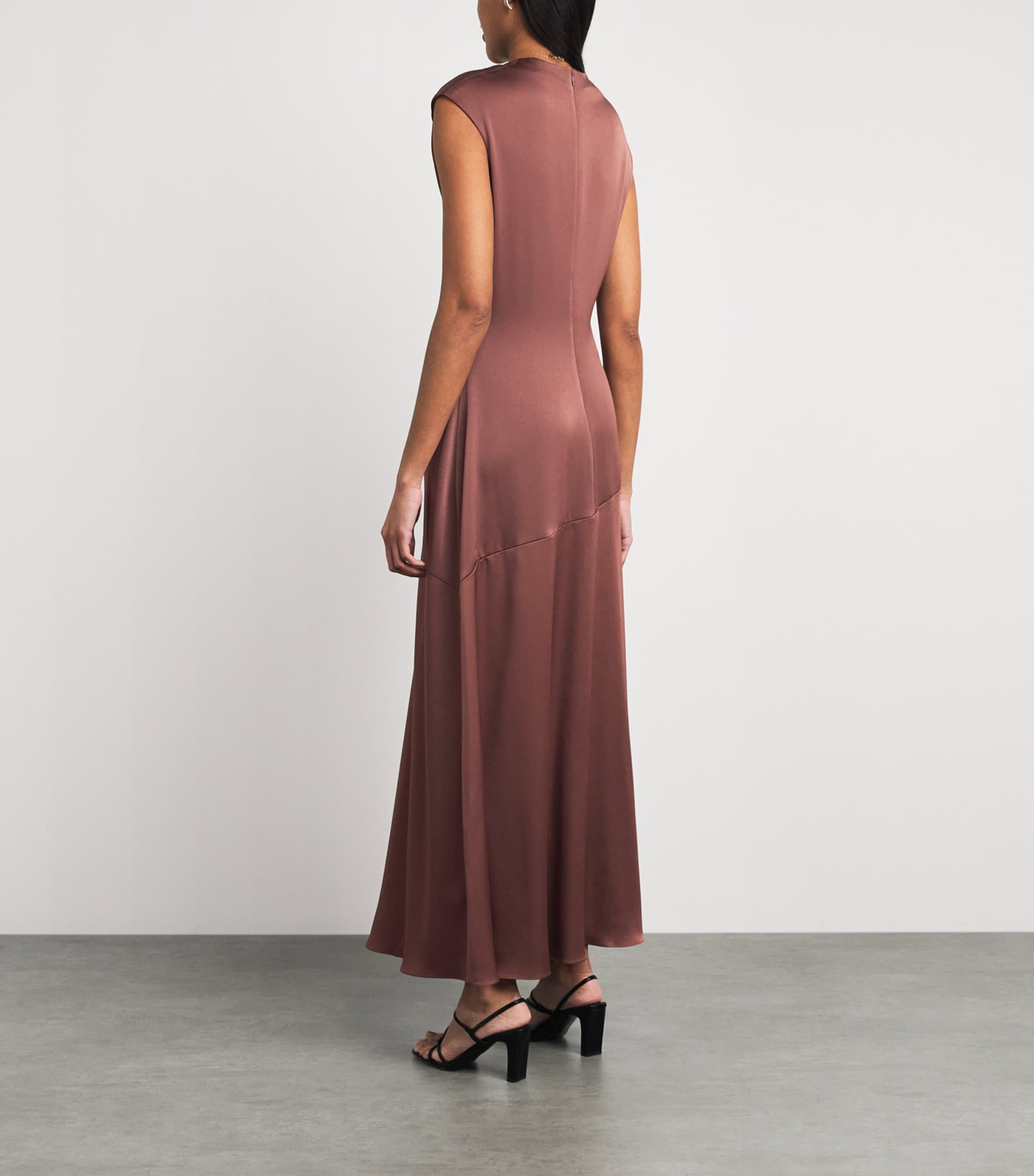 ME+EM Womens Crepe Bias-Cut Maxi Dress Light Cinnamon Brown Image 4