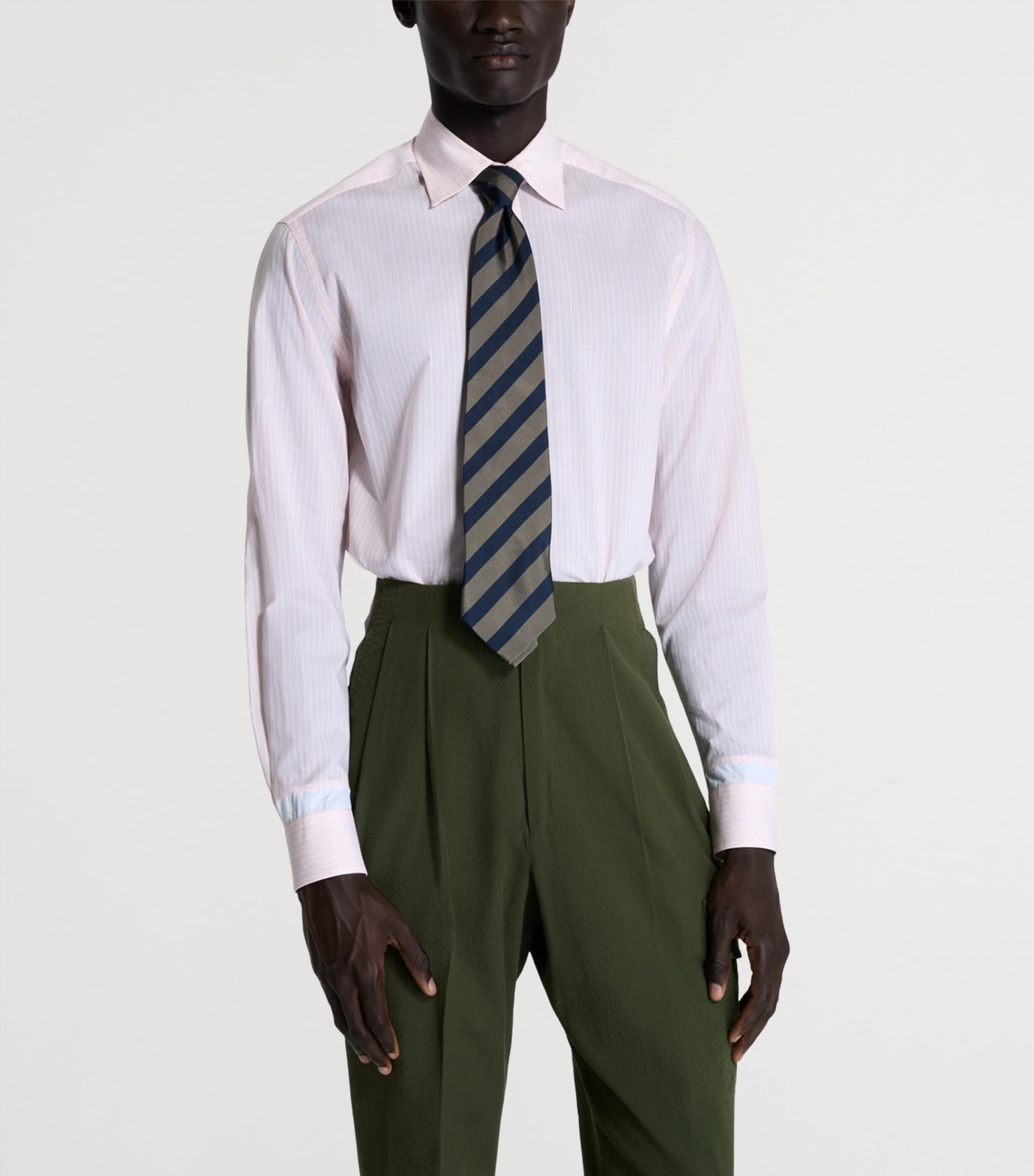 Dunhill Mens Cotton Stripe Shirt Pink Image 4