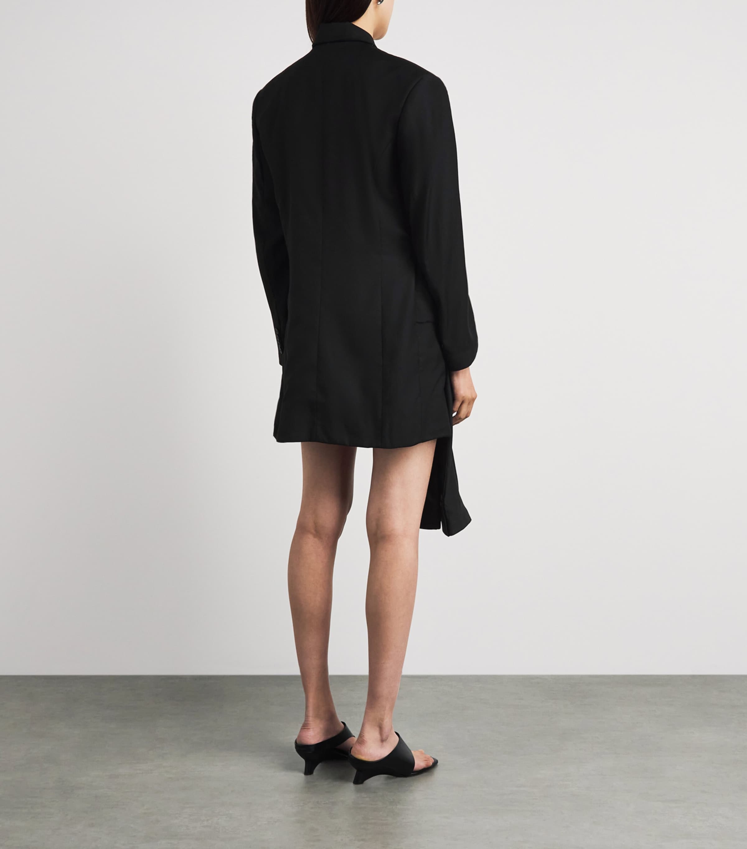 LATE FOR WORK Womens Blazer Sleeve-Tie Mini Dress Blk Image 5