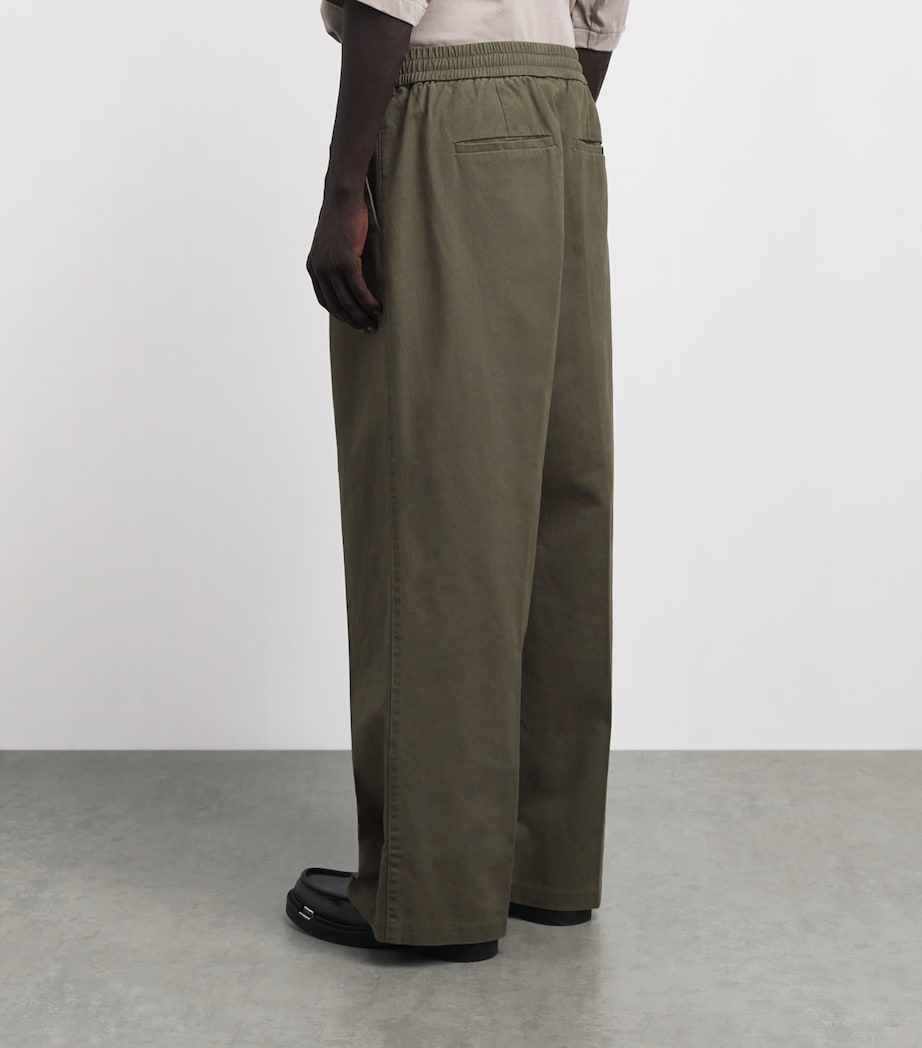 FEAR OF GOD ESSENTIALS Mens Cotton Pleated Drawstring Trousers Moss Image 5