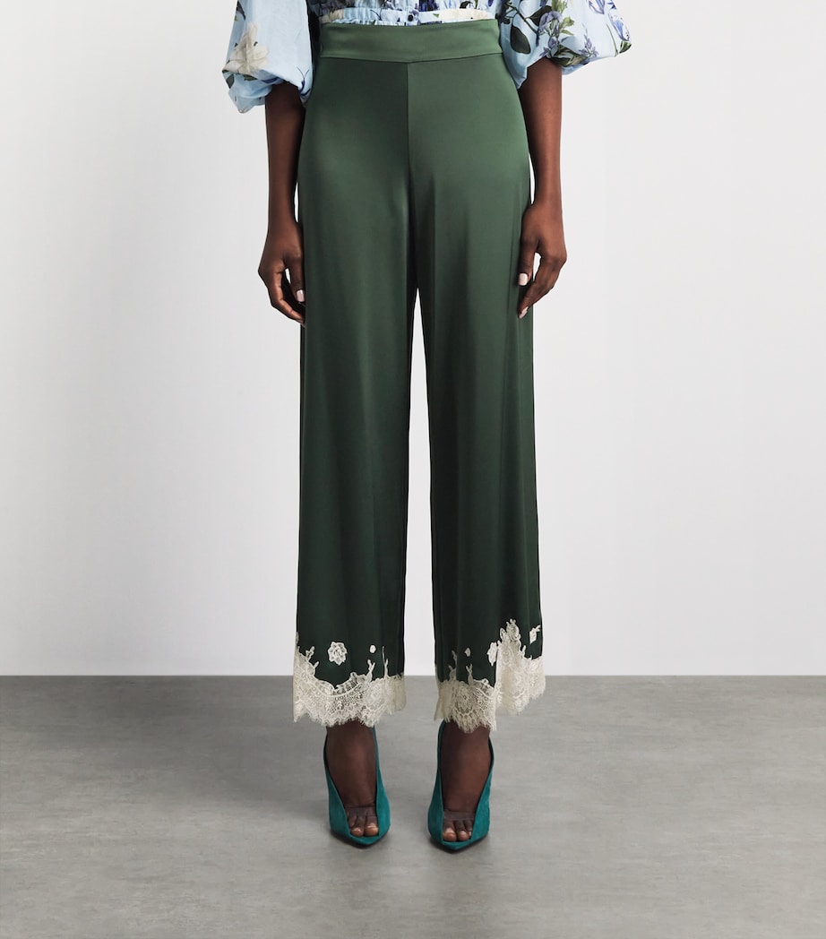 Alice+Olivia Womens Wide-Leg Athena Trousers Dark Fern Image 4