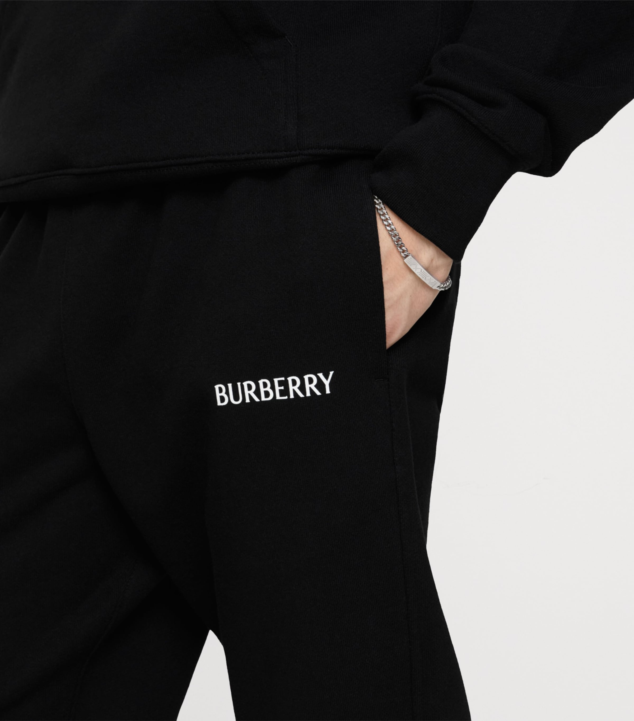 Cotton Logo Slim Sweatpants BLACK Image 3