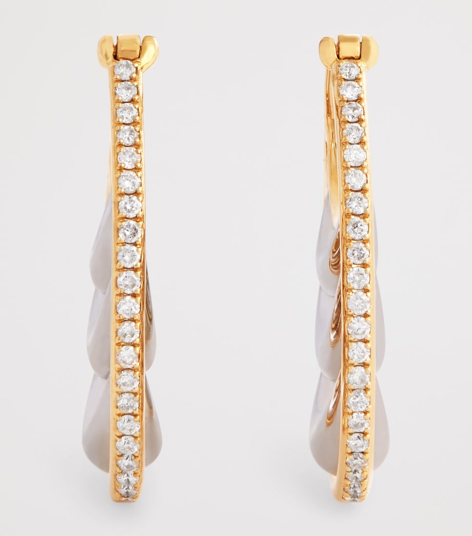 Yellow Gold and Diamond Triple Bloop Moon N*93 Hoop Earrings YELLOW GOLD Image 3