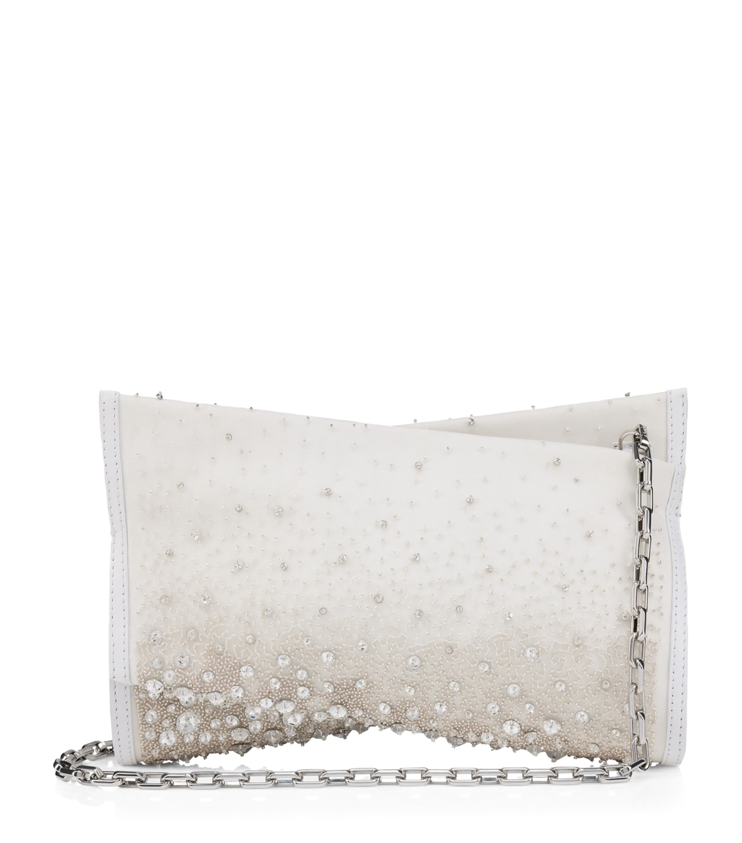 Christian Louboutin Loubitwist Silk Embellished Clutch Bag In White