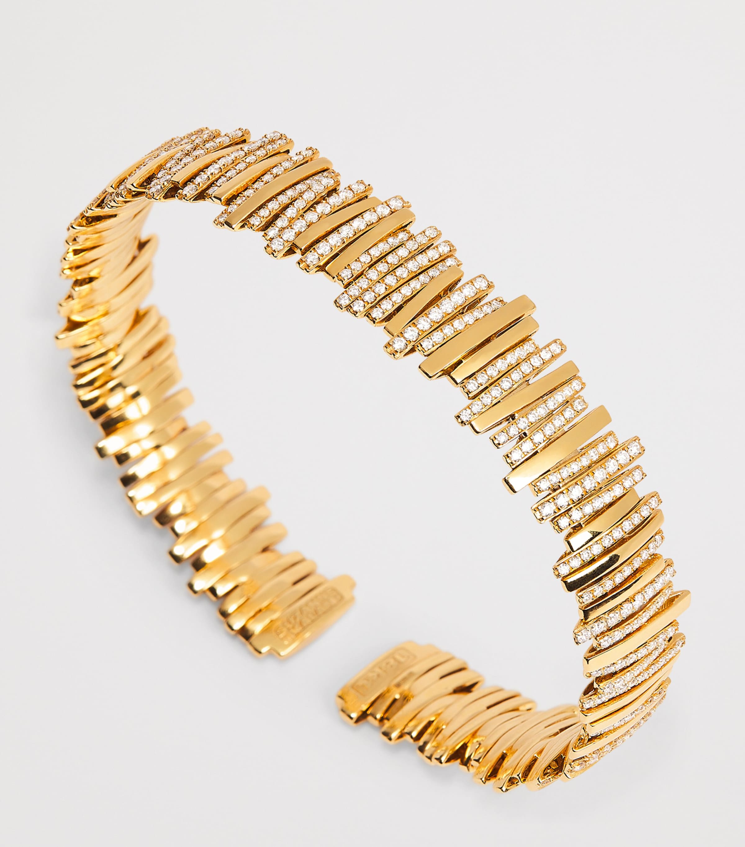 Suzanne Kalan Yellow Gold and Diamond Half Pavé Cuff Bangle Yg/wd Image 4