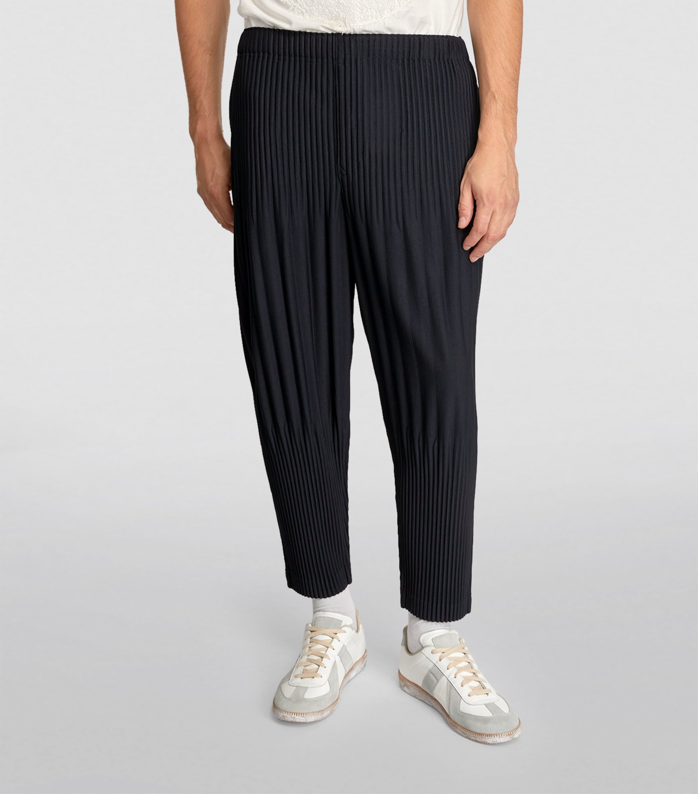 Homme Plissé Issey Miyake Mens Pleated Tapered Trousers Navy Image 3