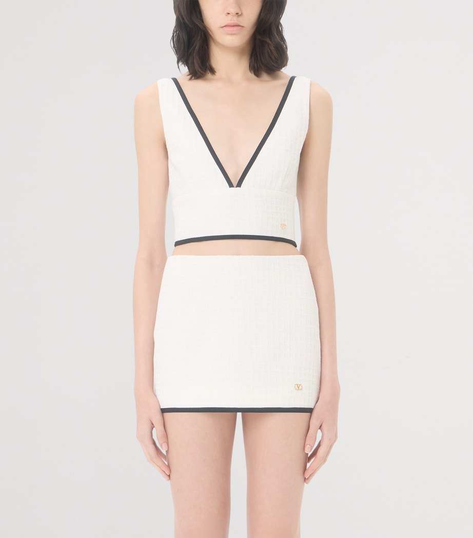 Valentino Womens Cotton V-Neck Crop Top Cbj Image 3