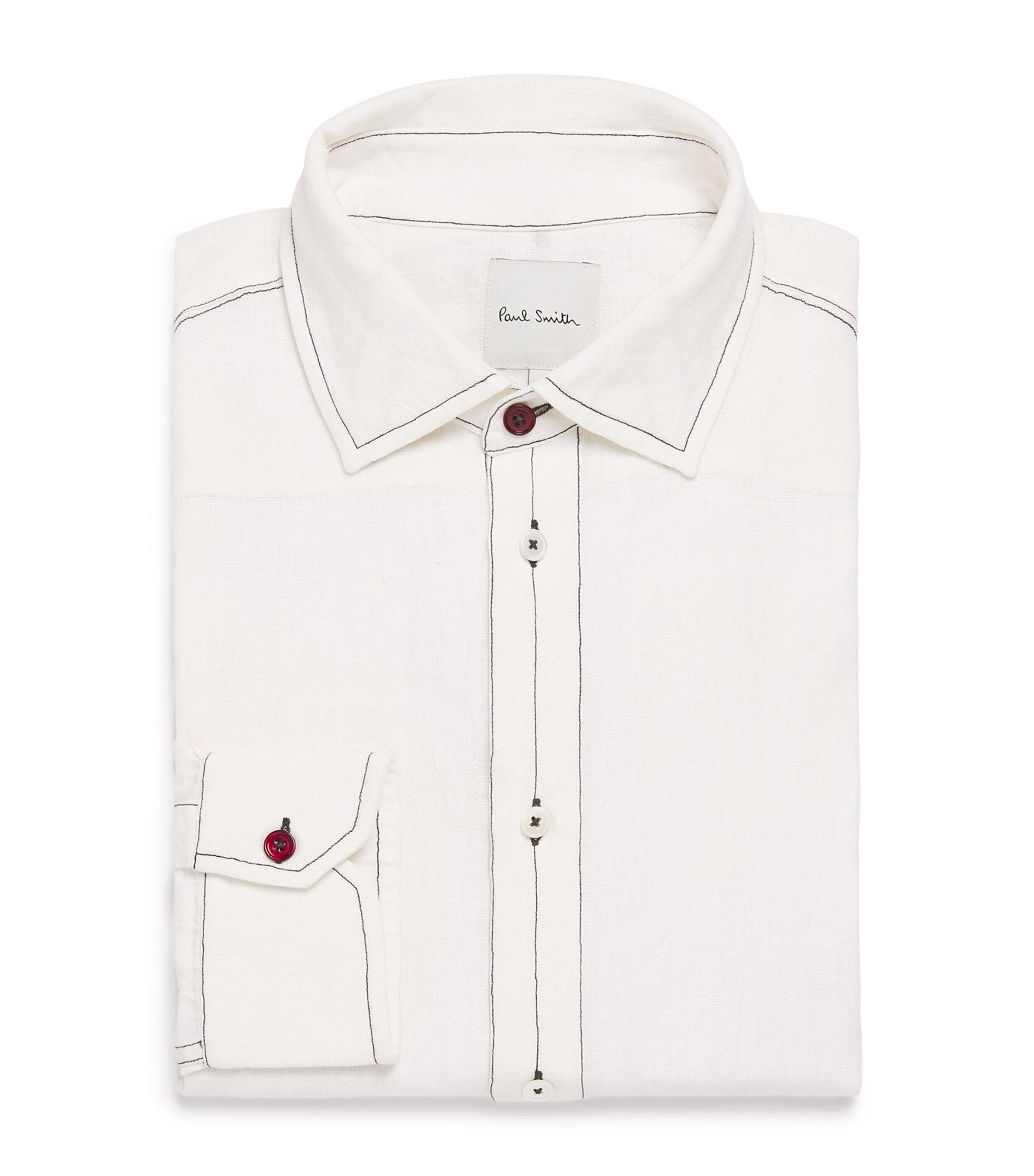 Paul Smith Mens Linen Contrast-Stitch Shirt Image 1