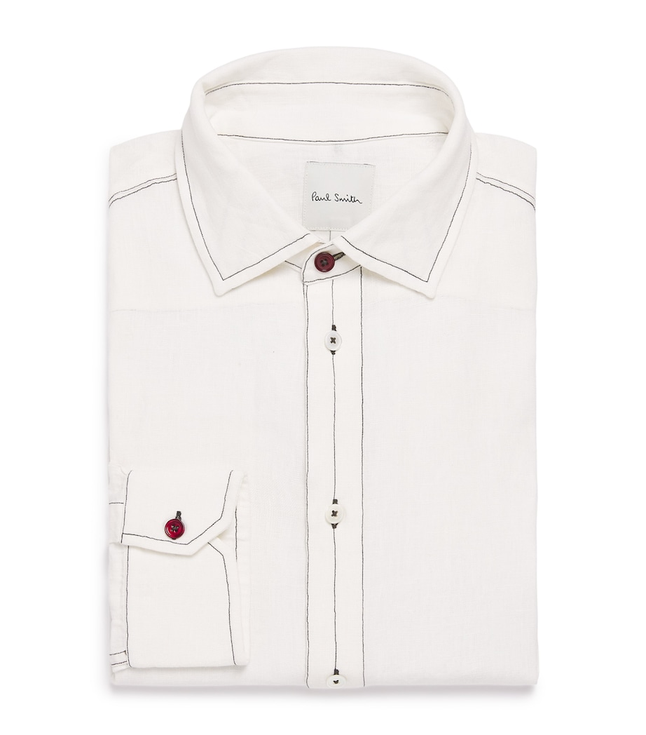 Paul Smith Mens Linen Contrast-Stitch Shirt Image 1