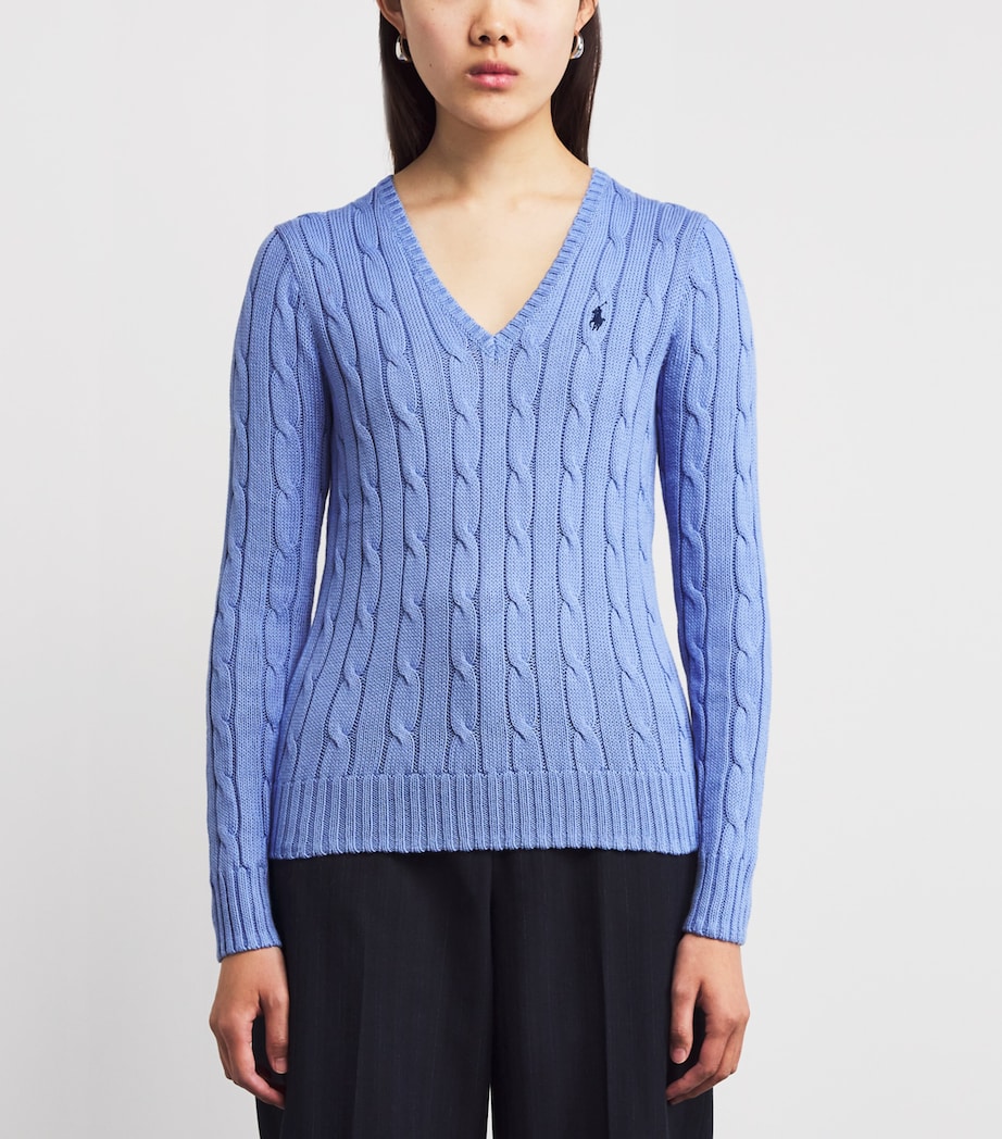 Pima Cotton V-Neck Julianna Sweater NEW LITCHFIELD BLUE Image 3