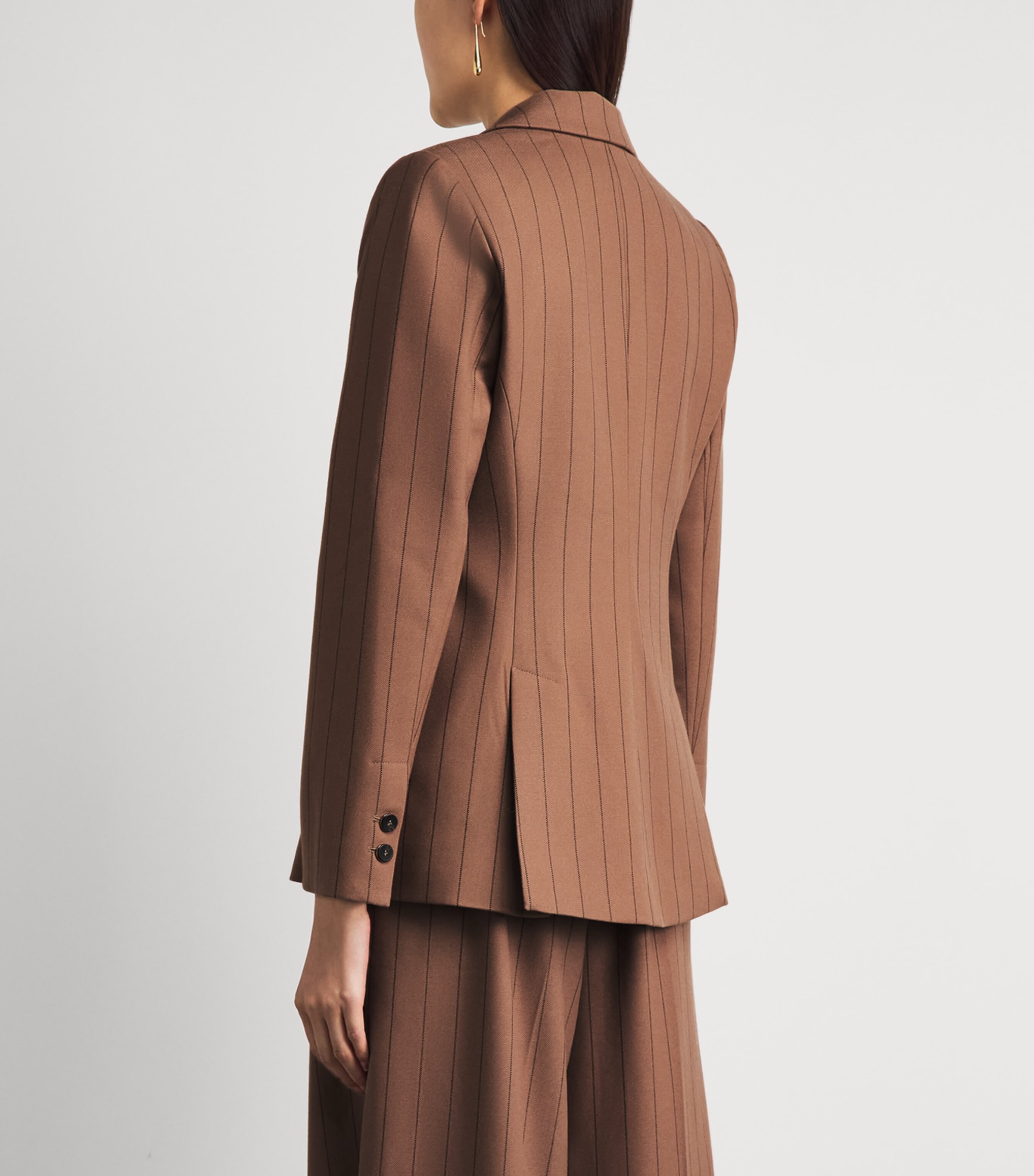L'Agence Womens Pinstripe Chamberlain Blazer Mcha Tan/brwn Pnstrp Image 5
