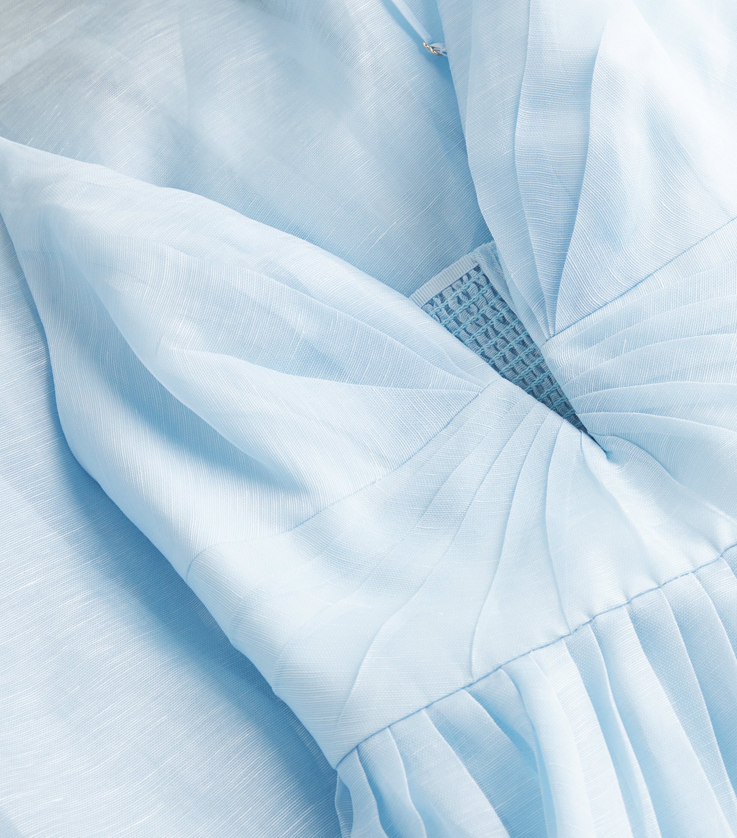 Linen-Silk Plunge-Neck Midi Dress MINT Image 5