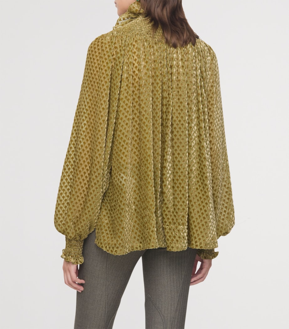 Silk-Blend Velvet Torch Blouse CRICKET IP PATTERN Image 3