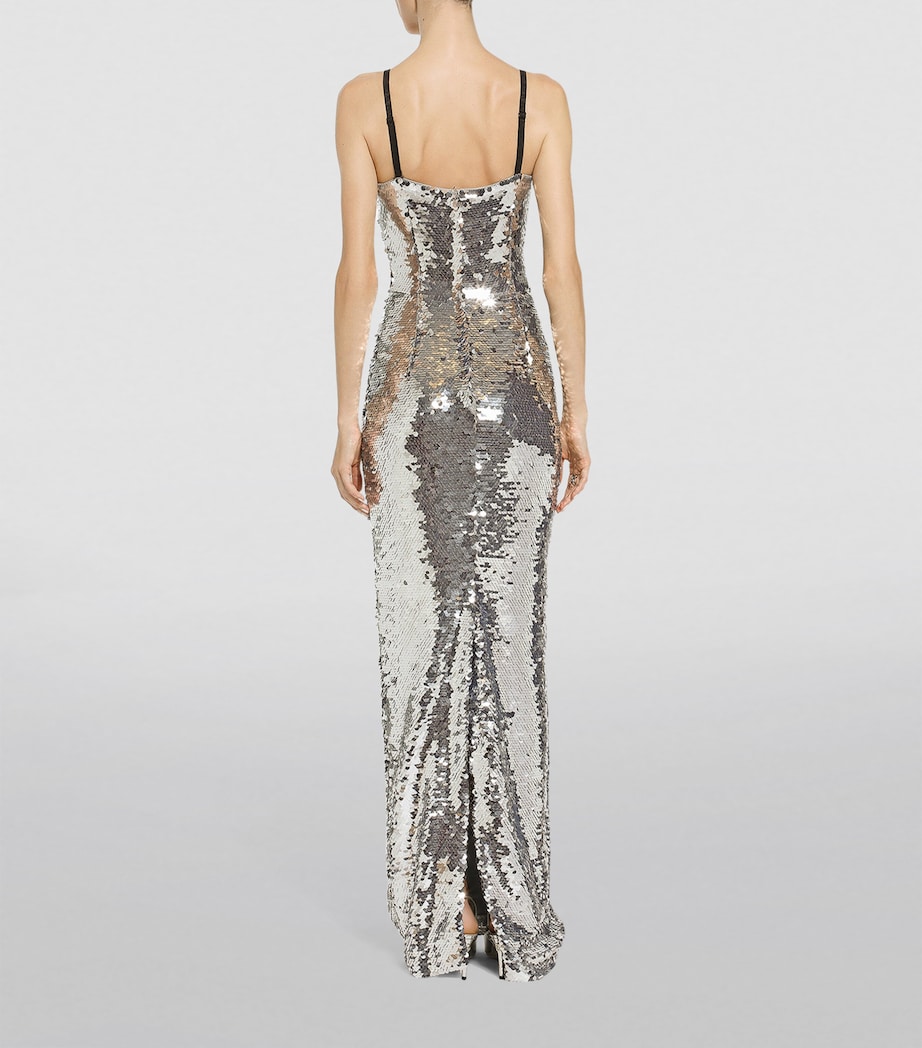 Sequin-Embellished Gown S0998-SILVER Image 5
