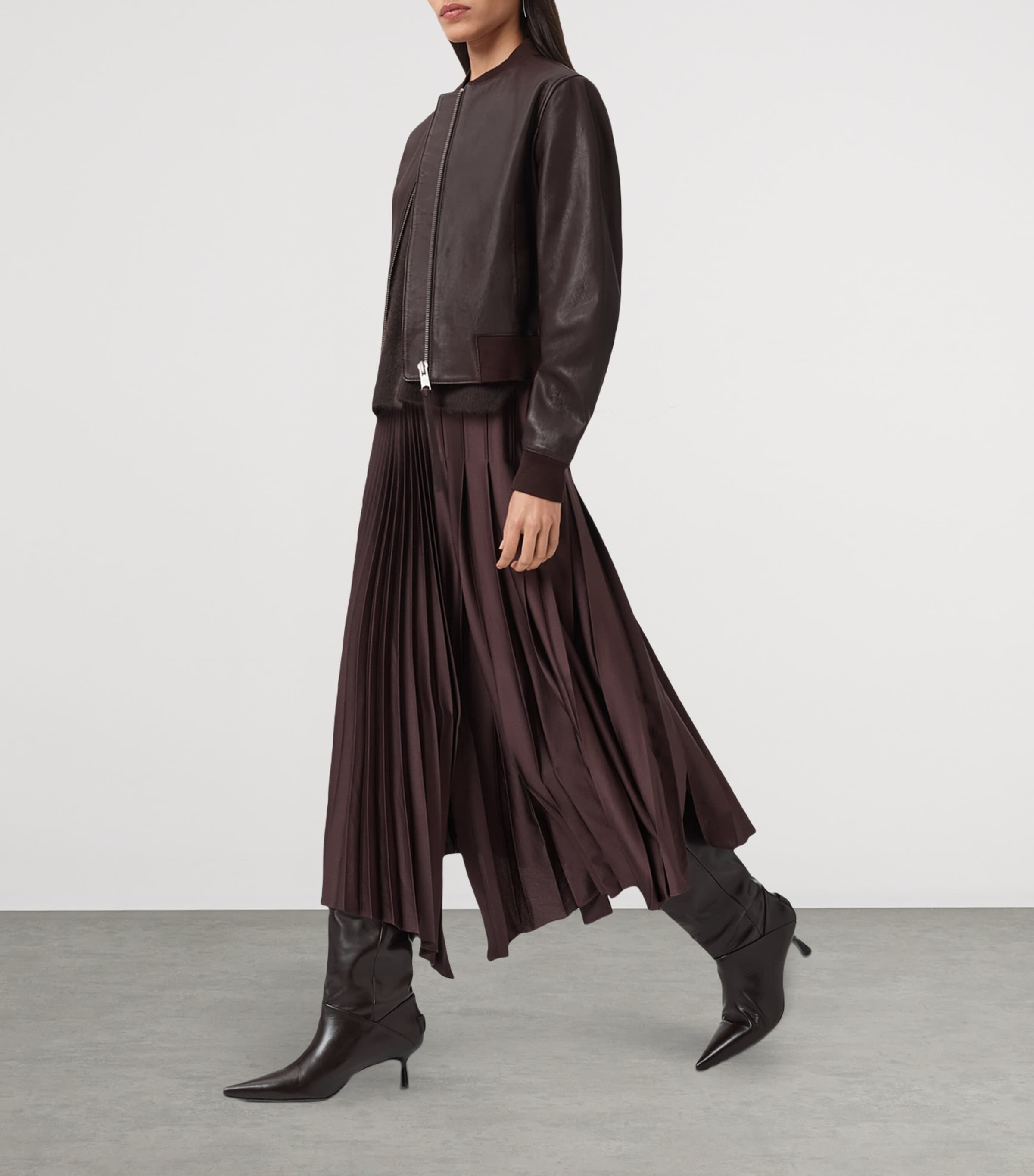 Leather Orten Bomber Jacket OXBLOOD RED Image 3