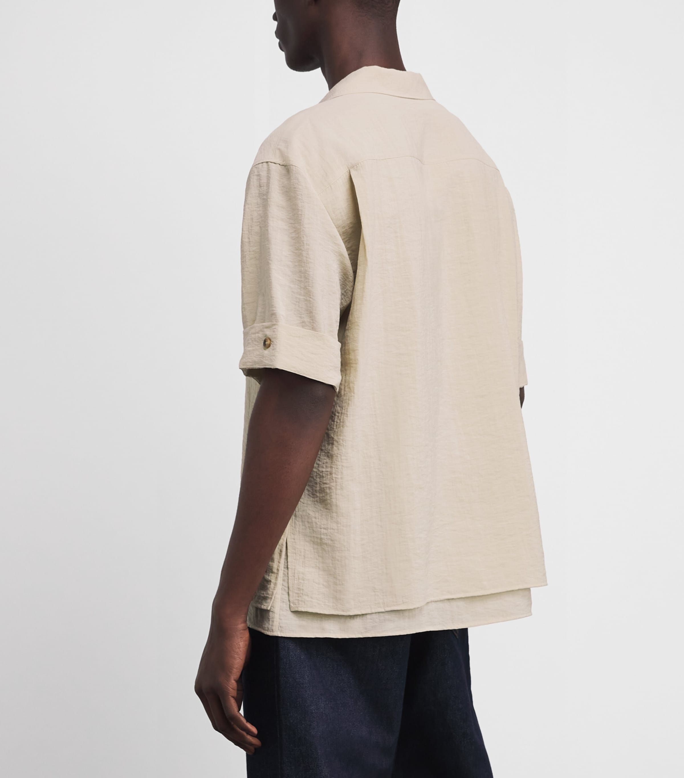 Le 17 Septembre Mens Camp Collar Short-Sleeve Shirt Beige Image 4