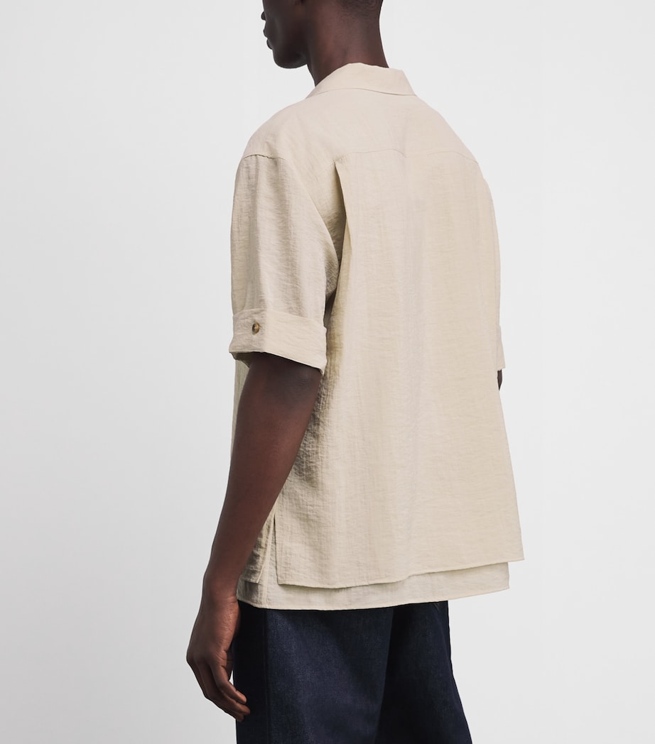 Le 17 Septembre Mens Camp Collar Short-Sleeve Shirt Beige Image 4