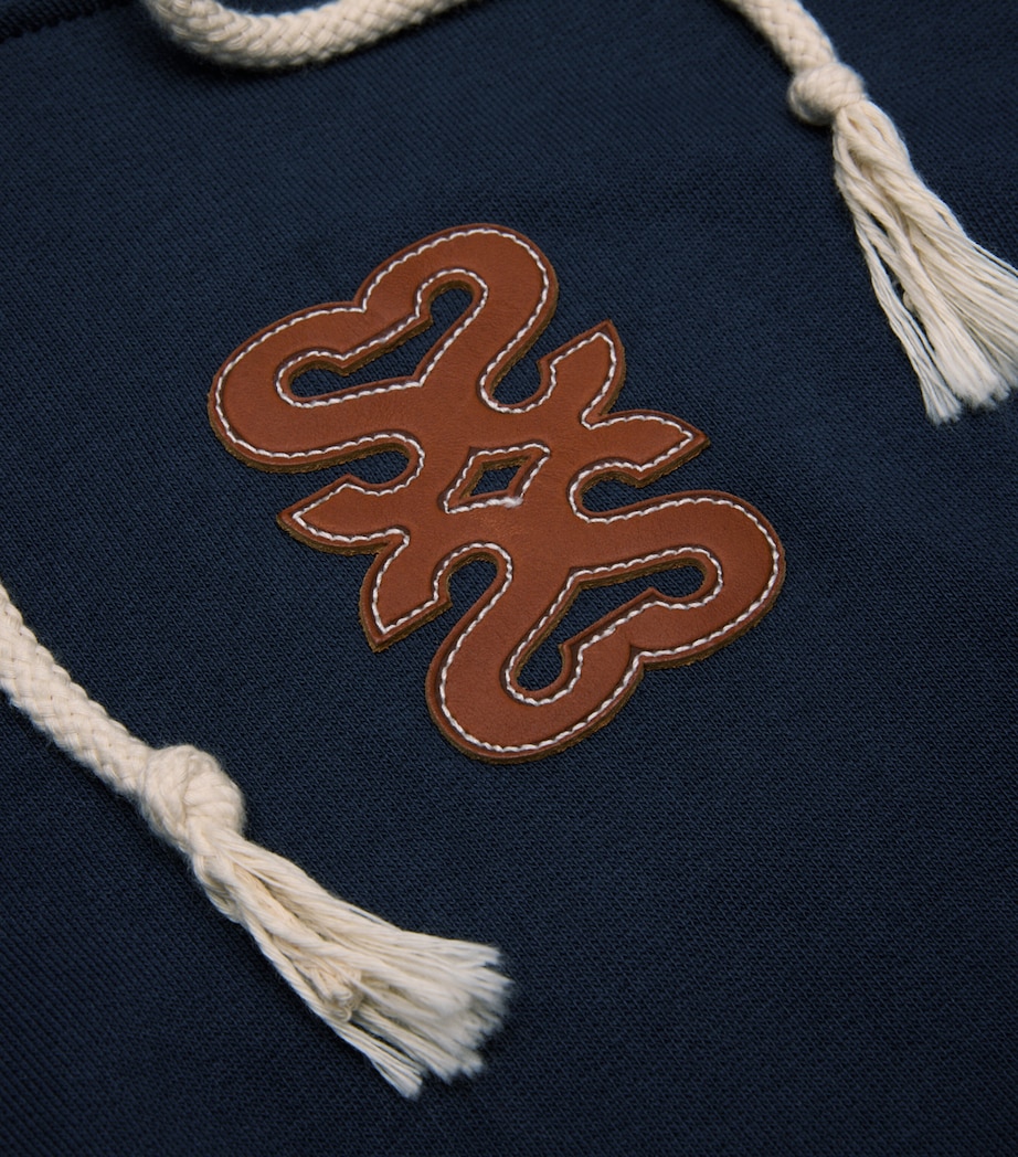 Cotton Patch-Detail Hoodie NAVY BLUE Image 5
