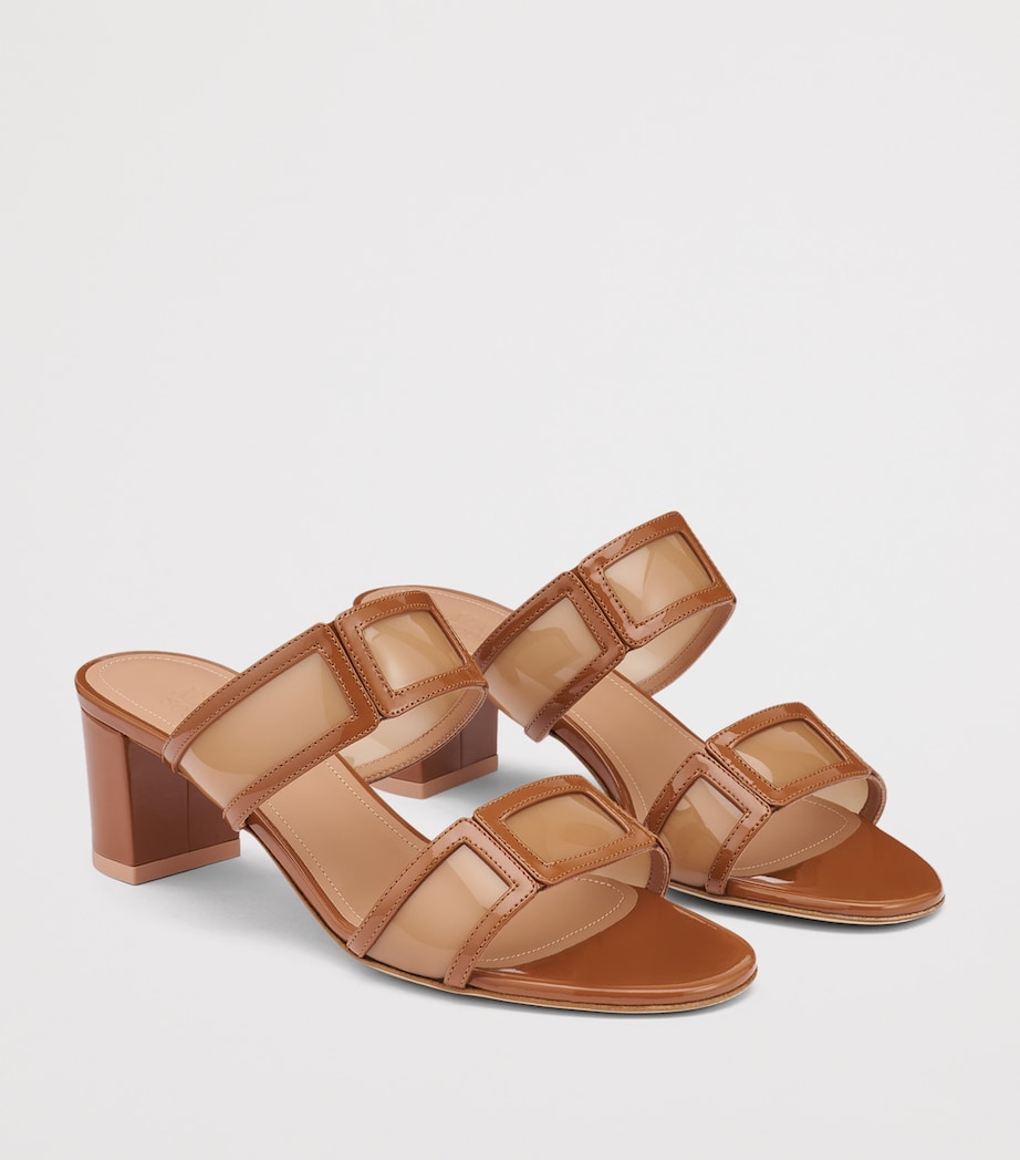 Malone Souliers Leather and PVC Loulou Heeled Mules 45 Caramel Image 3