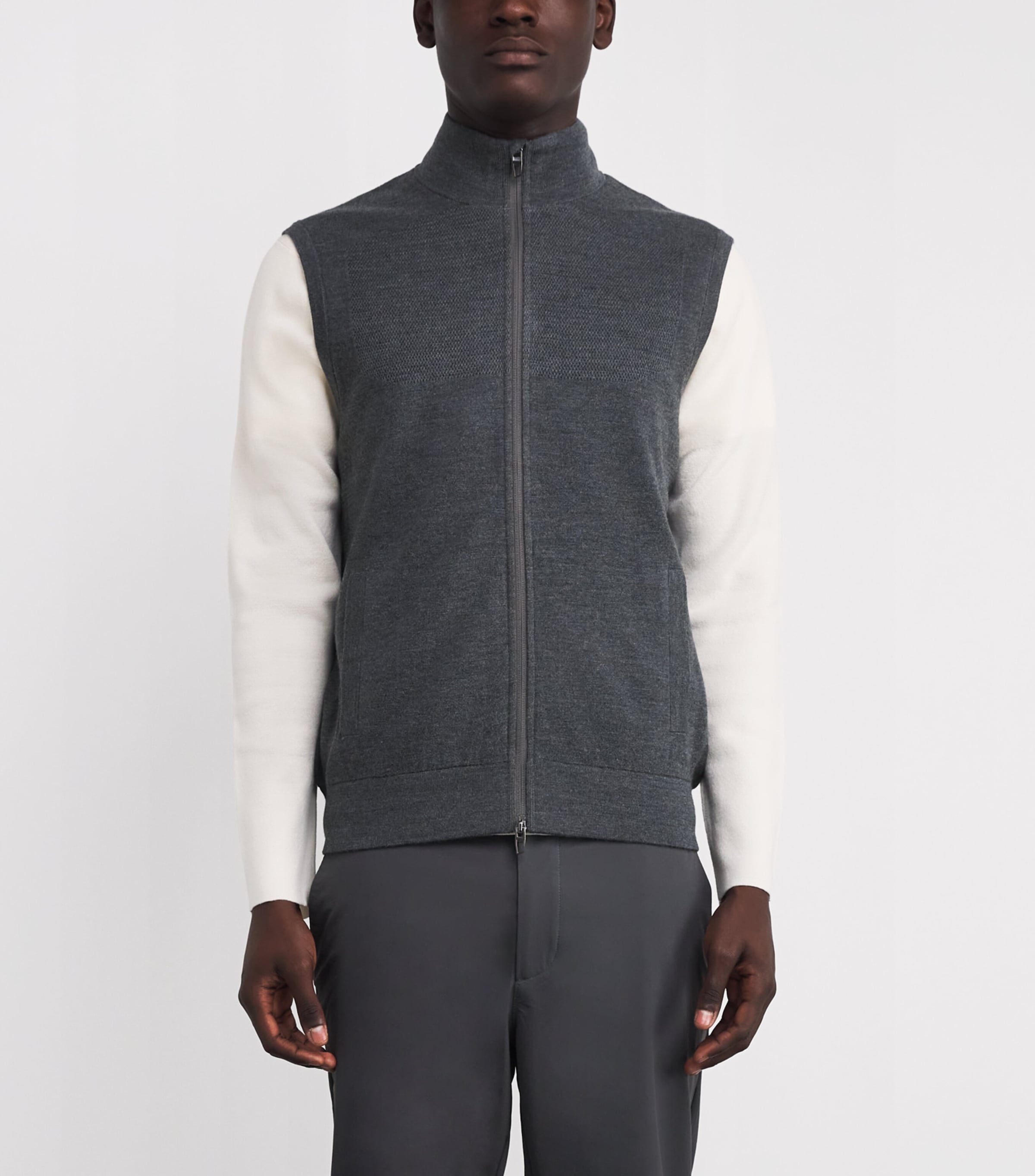 RLX Ralph Lauren Grey COOLMAX Zip-Up Sweater Vest | Harrods US